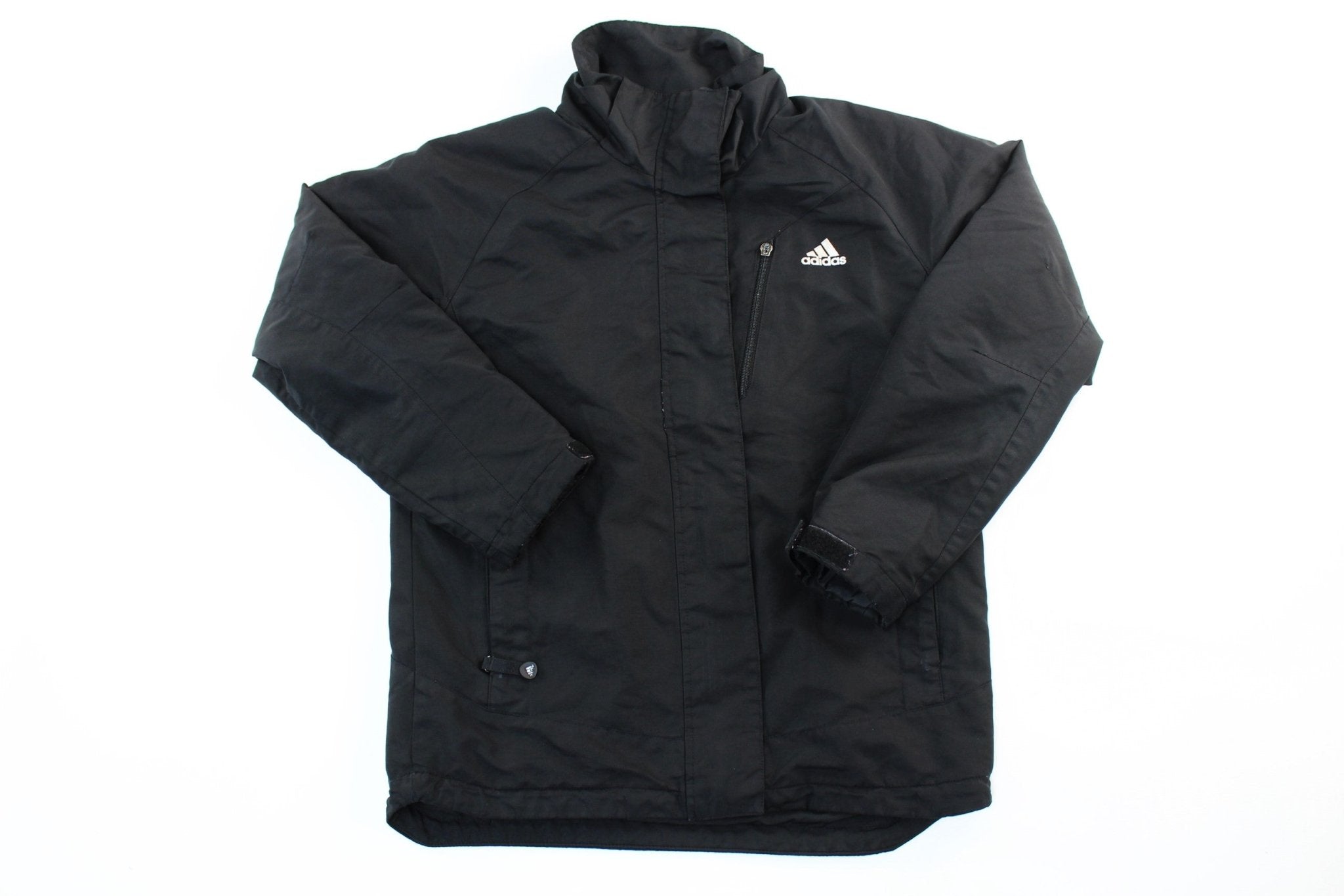 Adidas Logo Embroidered Black Zip Up Jacket - ThriftedThreads.com