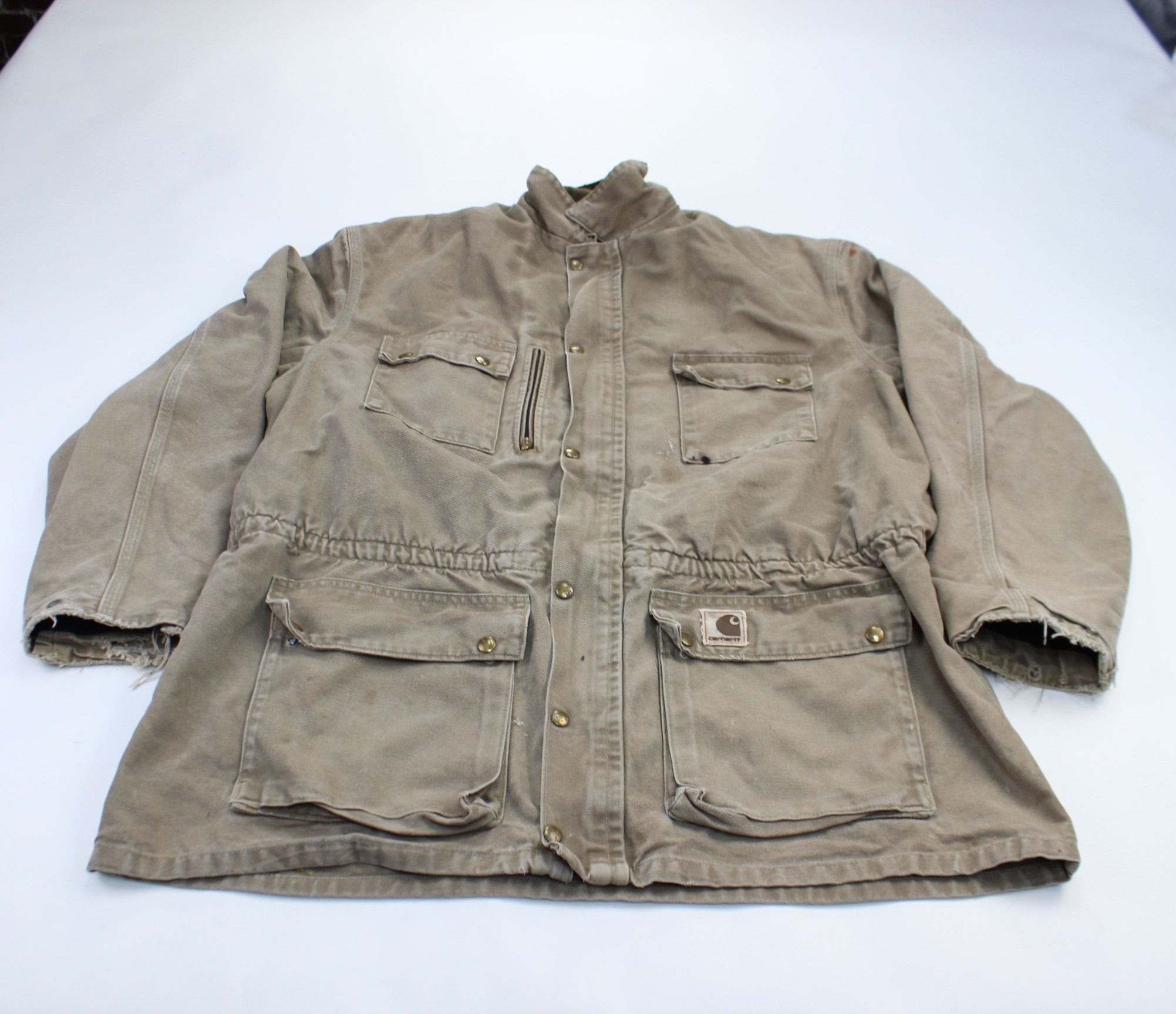 Carhartt Logo Patch Light Brown Ranch Jacket - ThriftedThreads.com