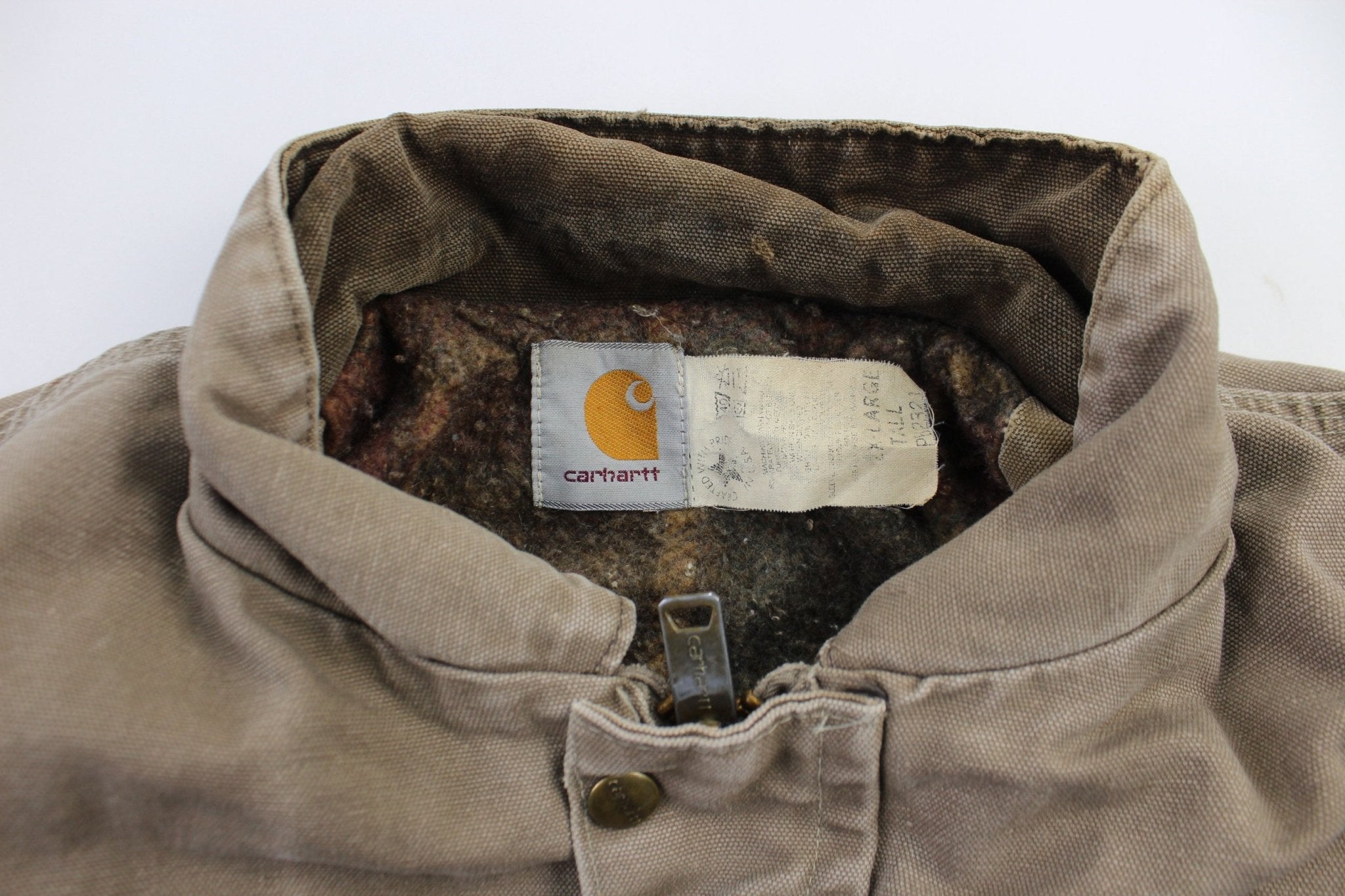 Carhartt Logo Patch Light Brown Ranch Jacket - ThriftedThreads.com