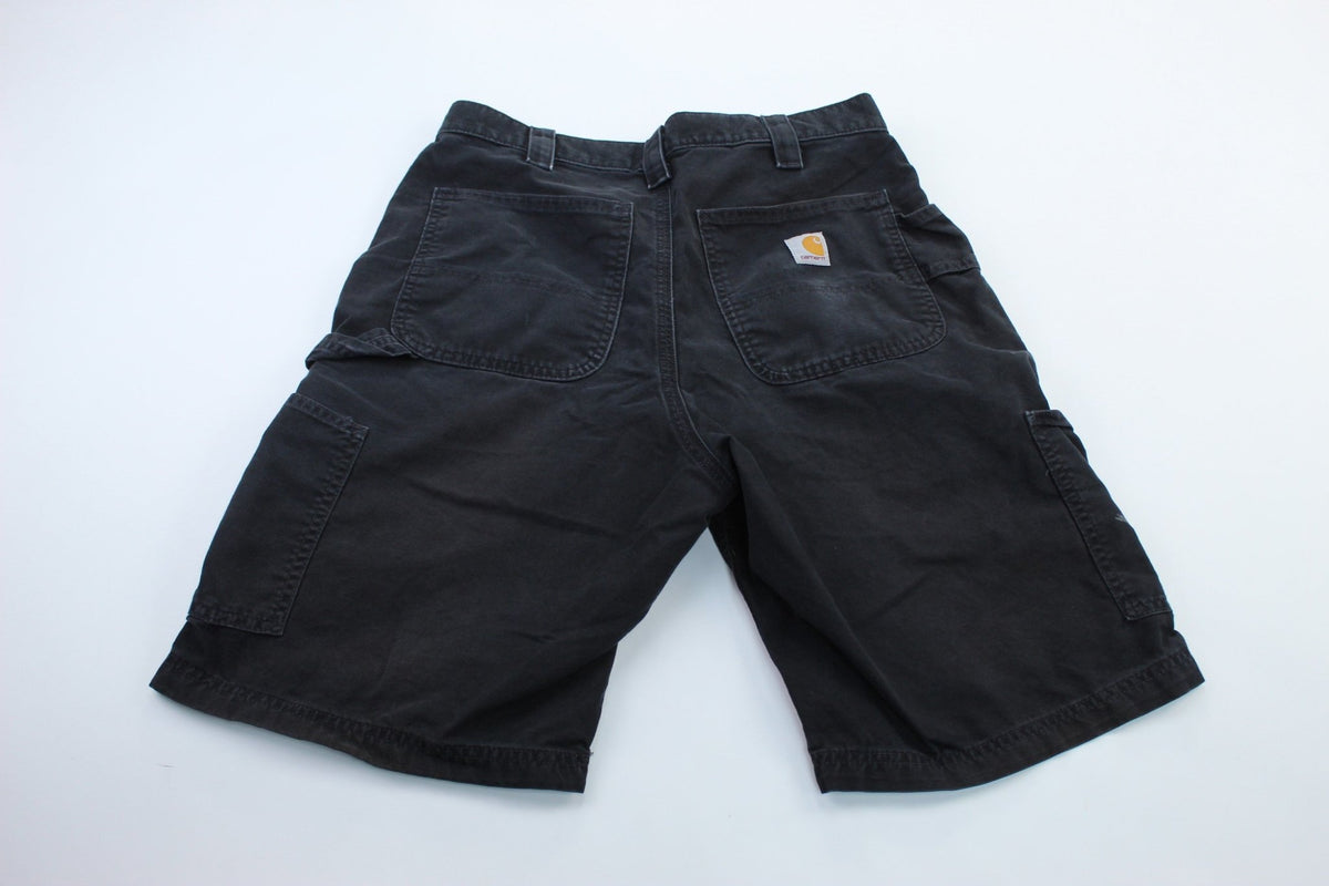 Black Washed Denim Carpenter Shorts