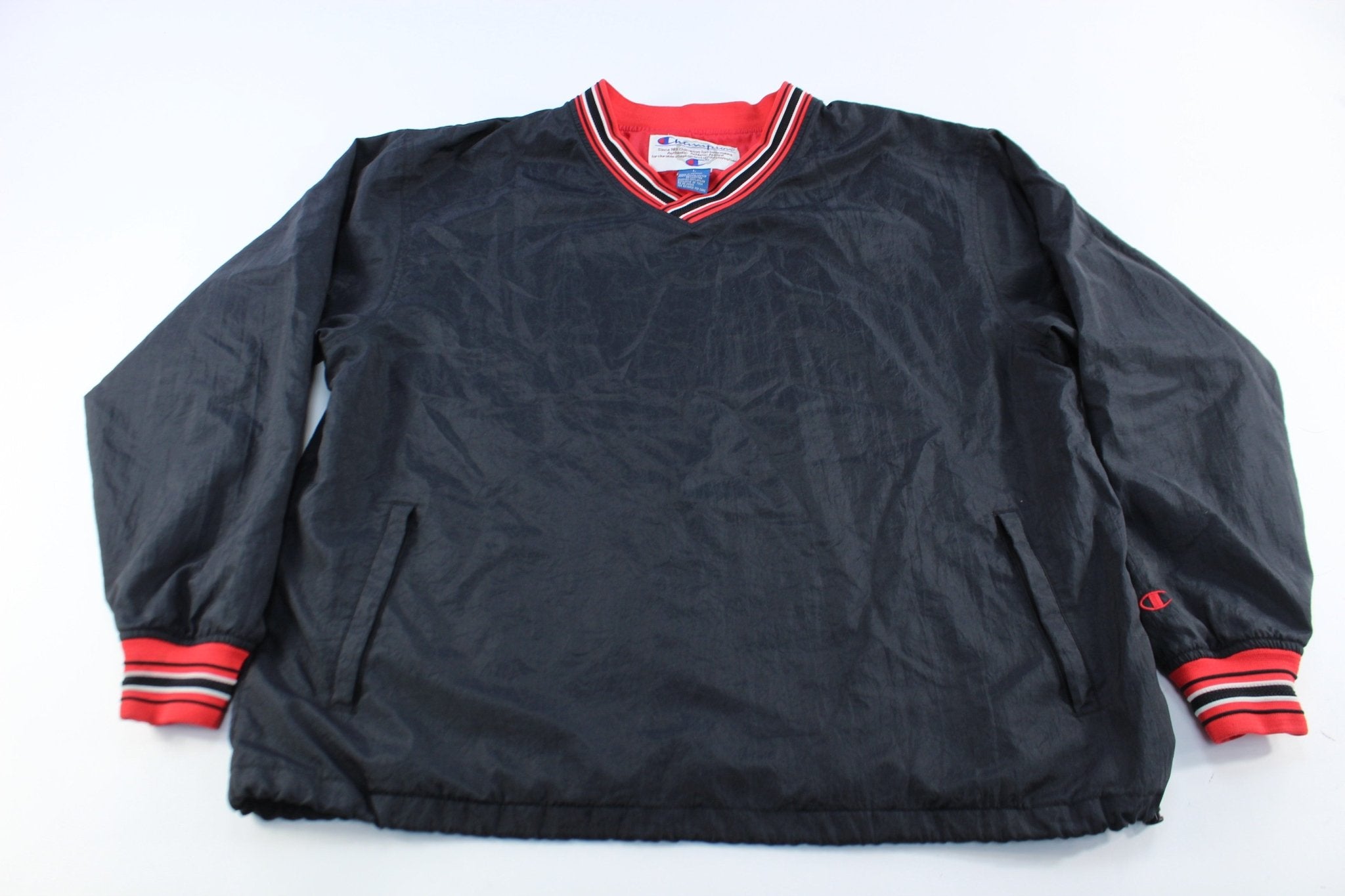 Champion Embroidered Logo Black & Red Pullover – ThriftedThreads.com