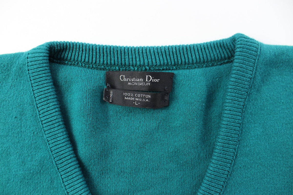 Christian Dior Monsieur Embroidered Logo Teal Sweater