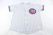Russell Athletic Chicago Cubs Pinstripe Jersey - ThriftedThreads.com
