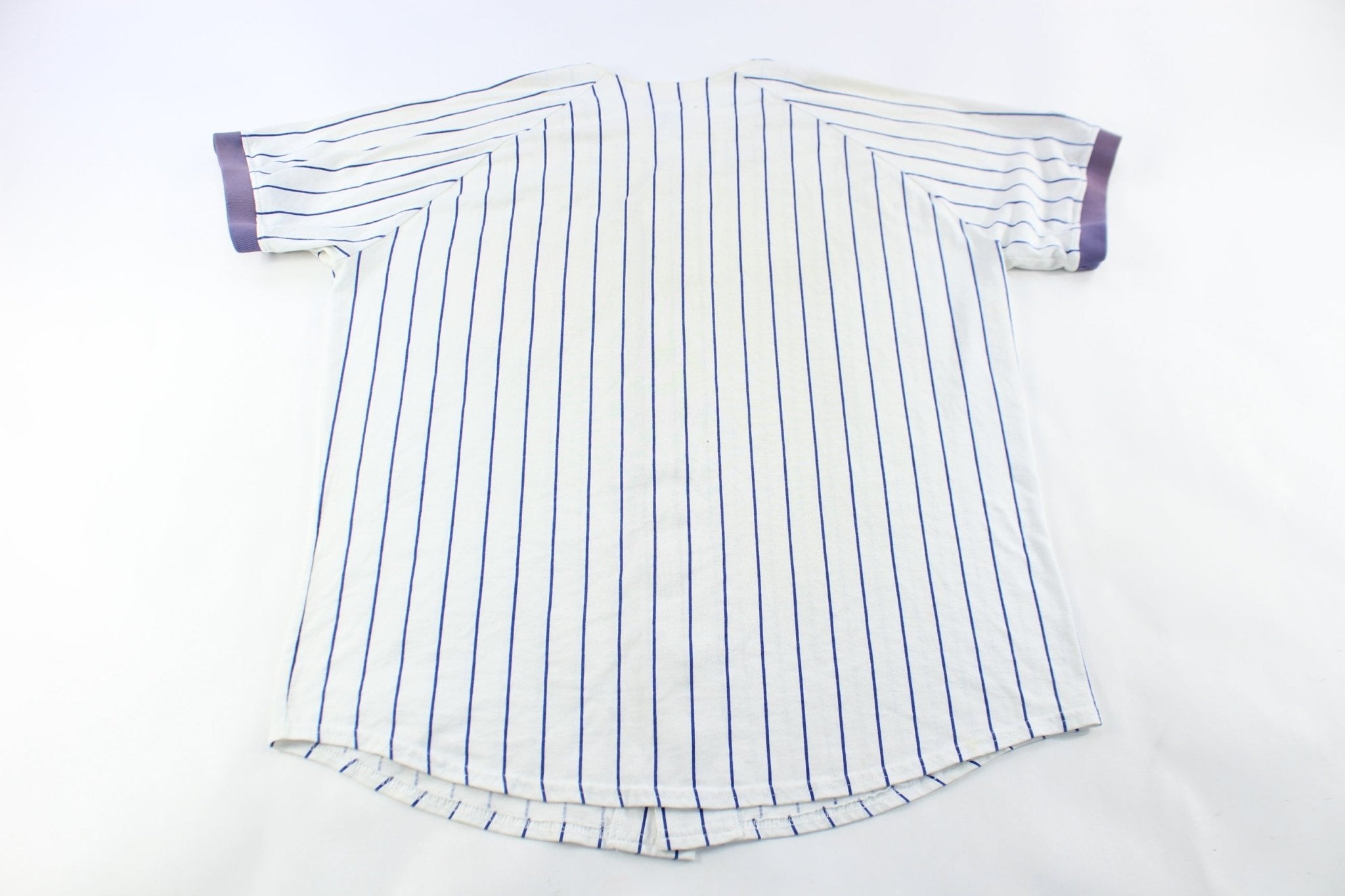 Russell Athletic Chicago Cubs Pinstripe Jersey - ThriftedThreads.com