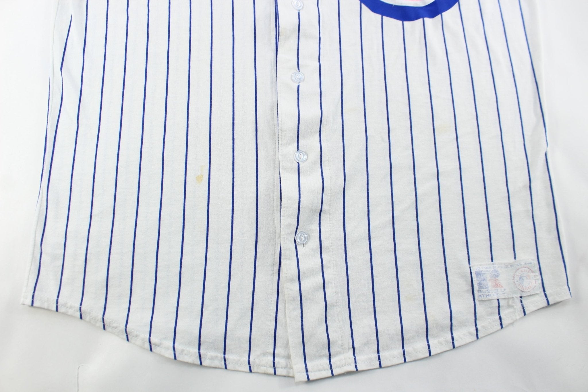 Russell Athletic Chicago Cubs Pinstripe Jersey - ThriftedThreads.com