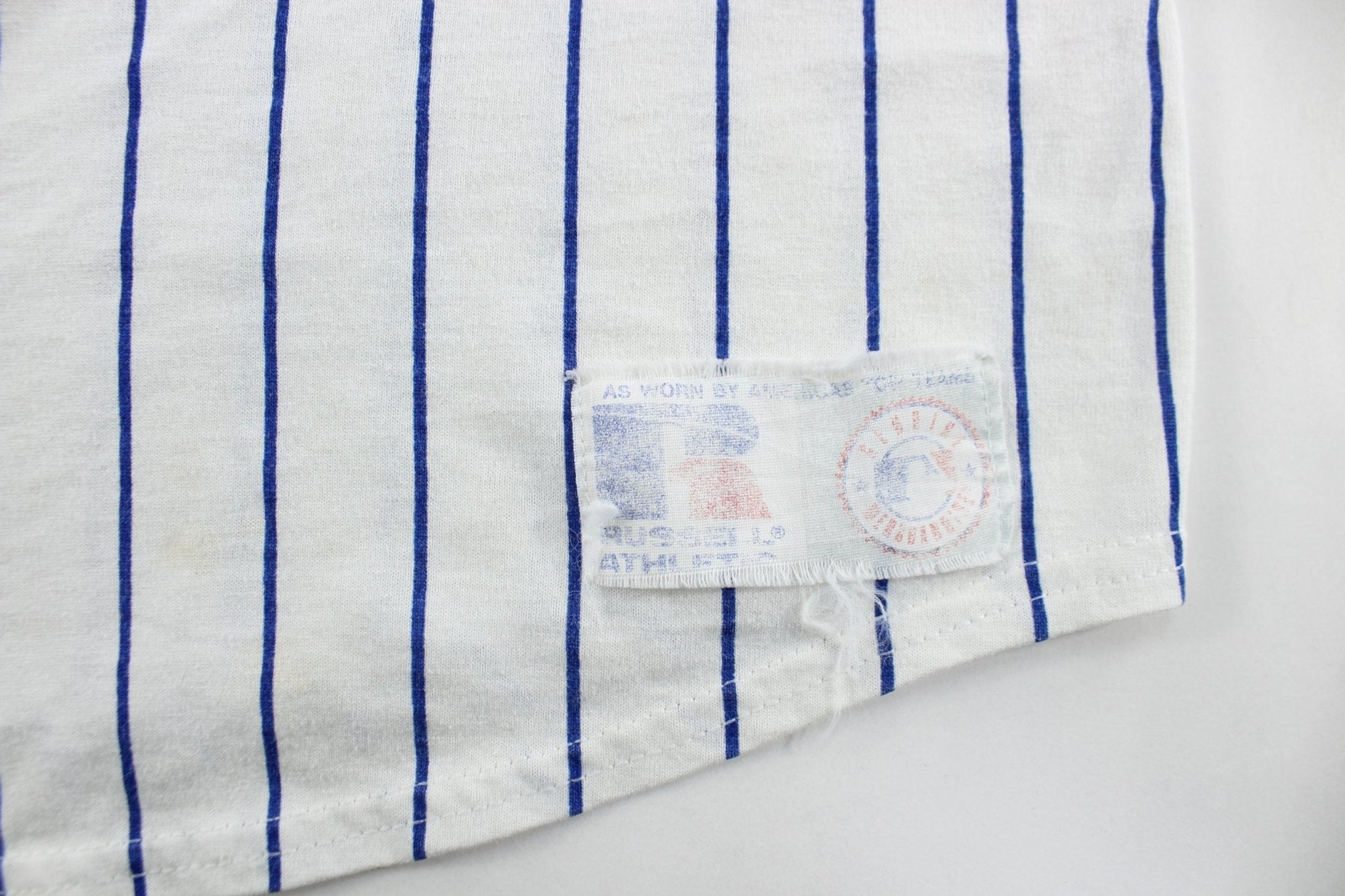 Russell Athletic Chicago Cubs Pinstripe Jersey - ThriftedThreads.com