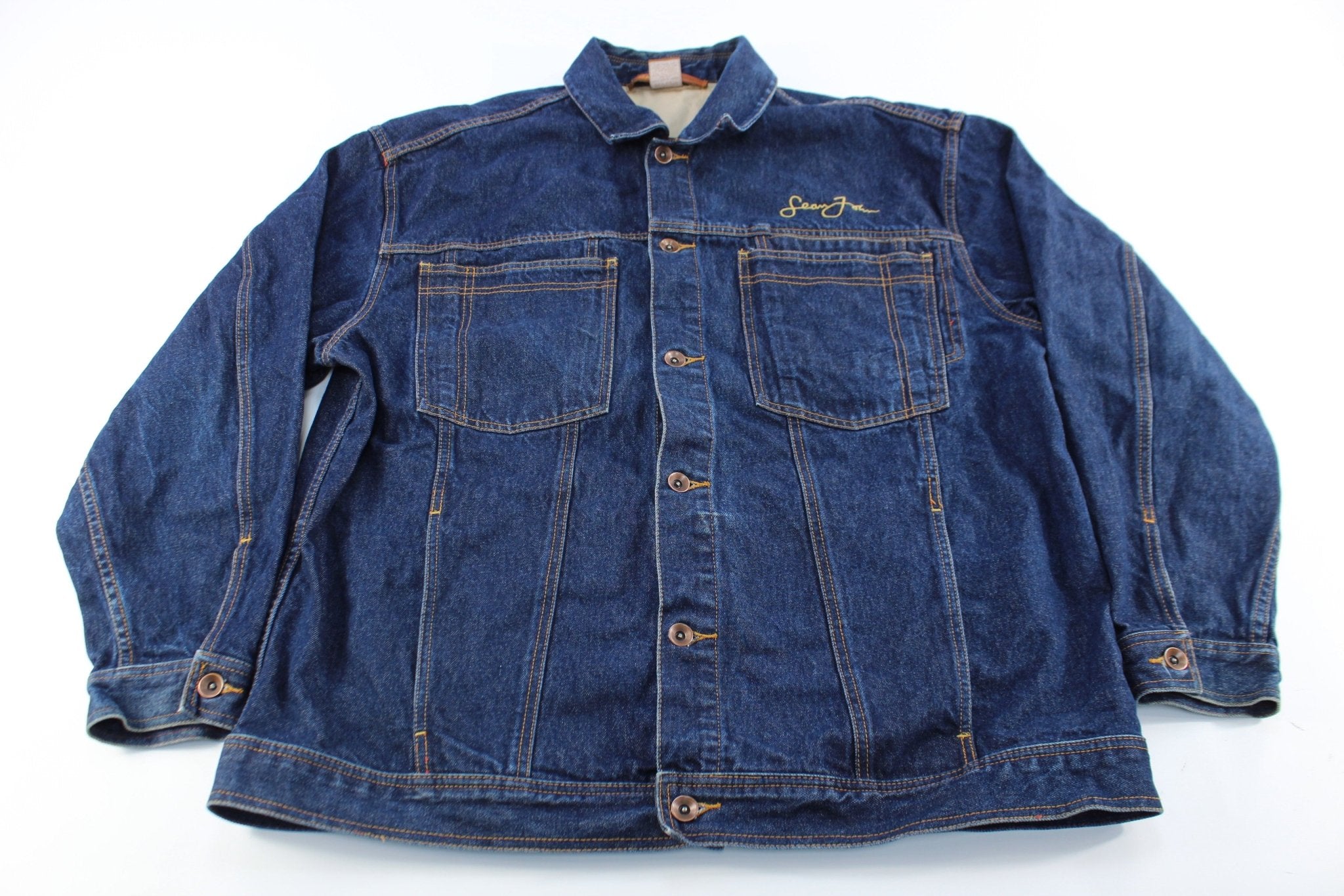 Sean John Embroidered Dark Wash Denim Jacket –1