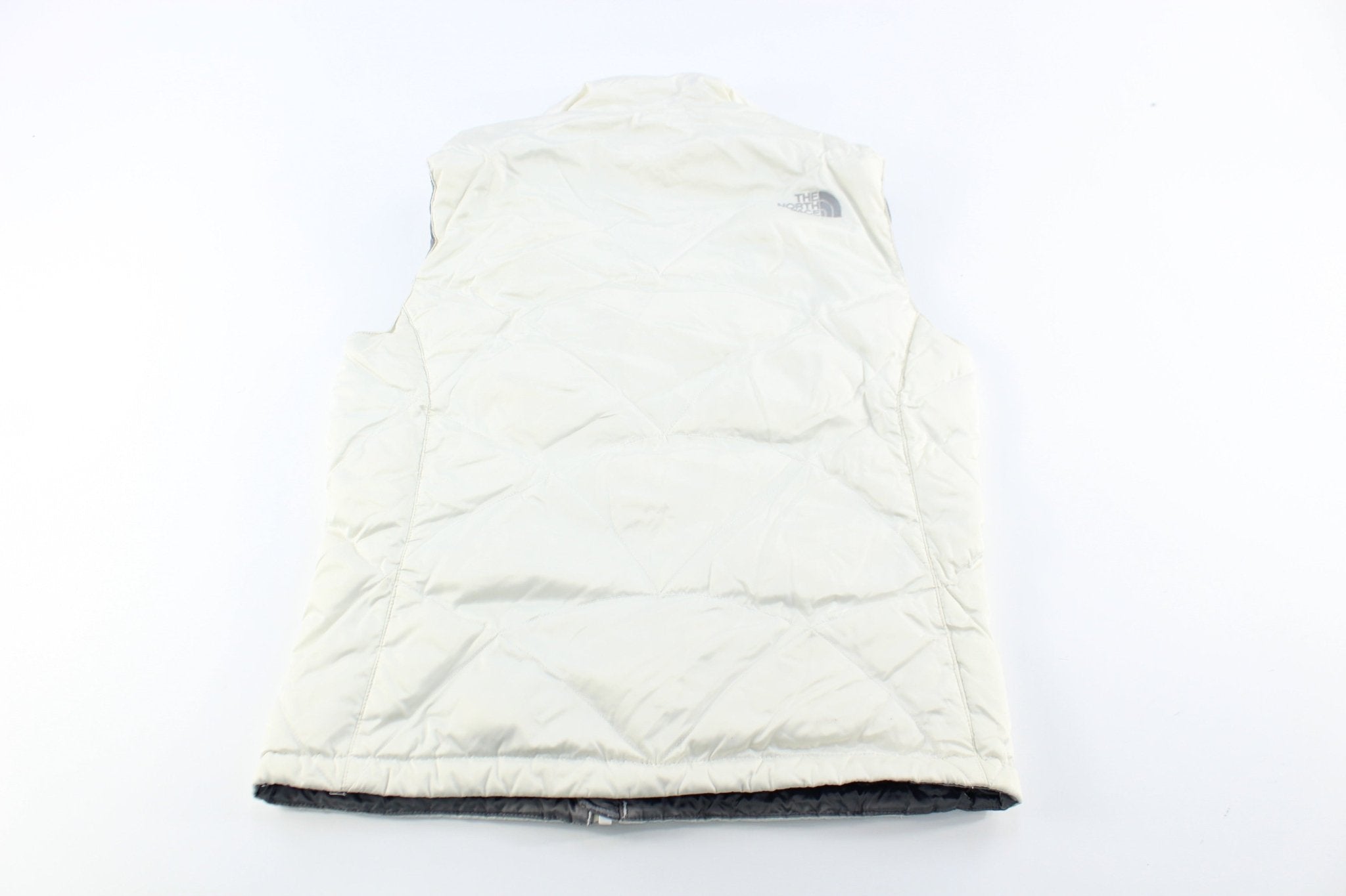 Women's The North Face 550 White Puffer Zip Up Vest - ThriftedThreads.com