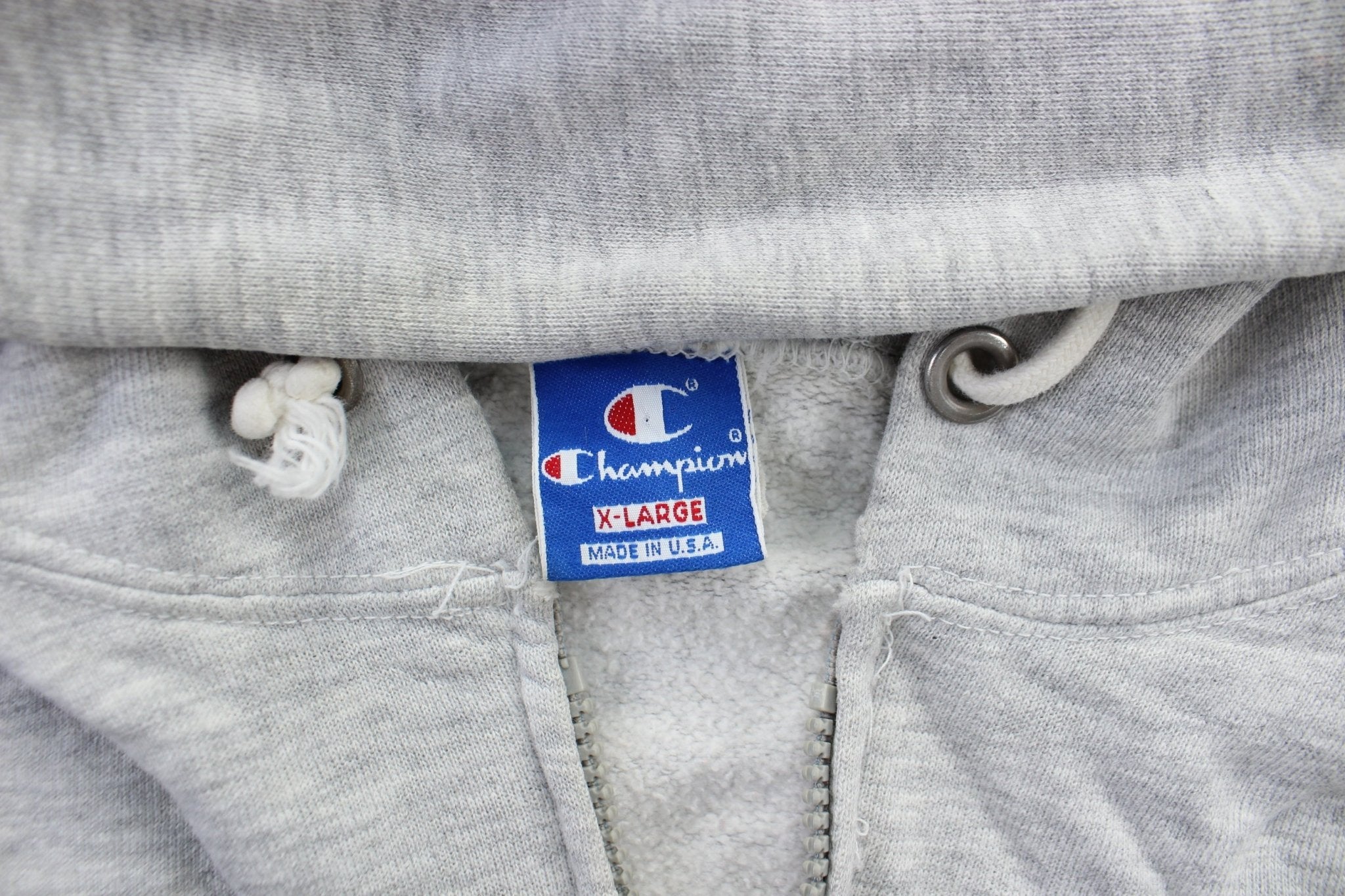 Youth Champion Embroidered Logo Grey Zip Up Jacket - ThriftedThreads.com