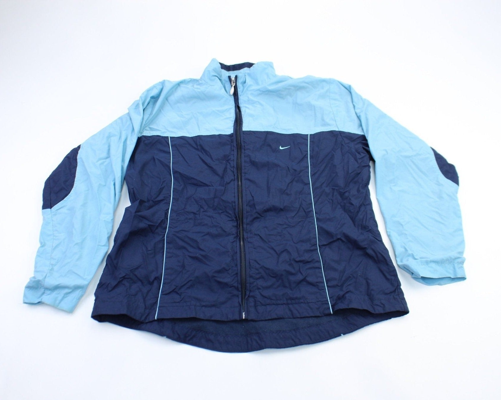 Youth Nike Embroidered Logo Light Blue & Navy Blue Jacket - ThriftedThreads.com