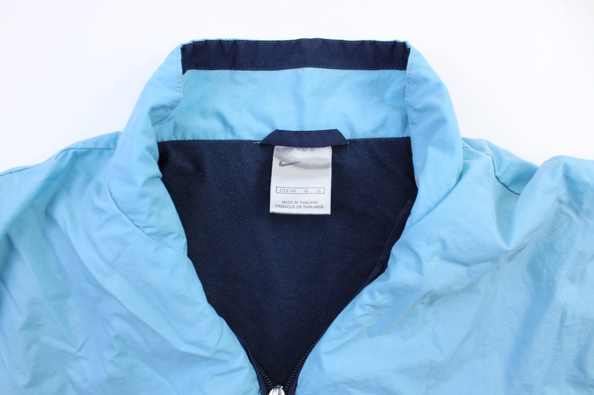 Youth Nike Embroidered Logo Light Blue & Navy Blue Jacket - ThriftedThreads.com