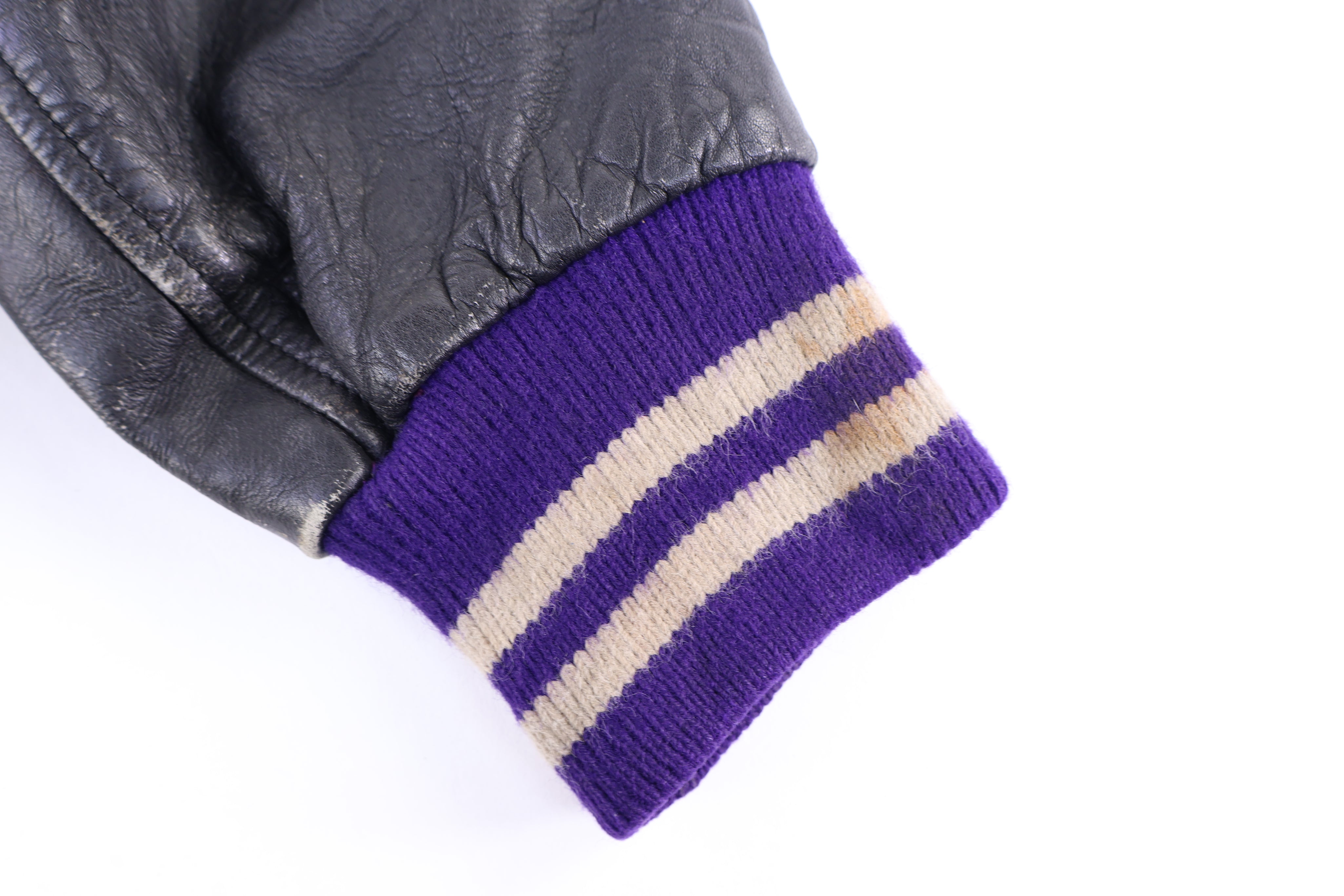 1966 Purple & Grey Varsity Bomber Jacket - Jacket - Thrifted Threads