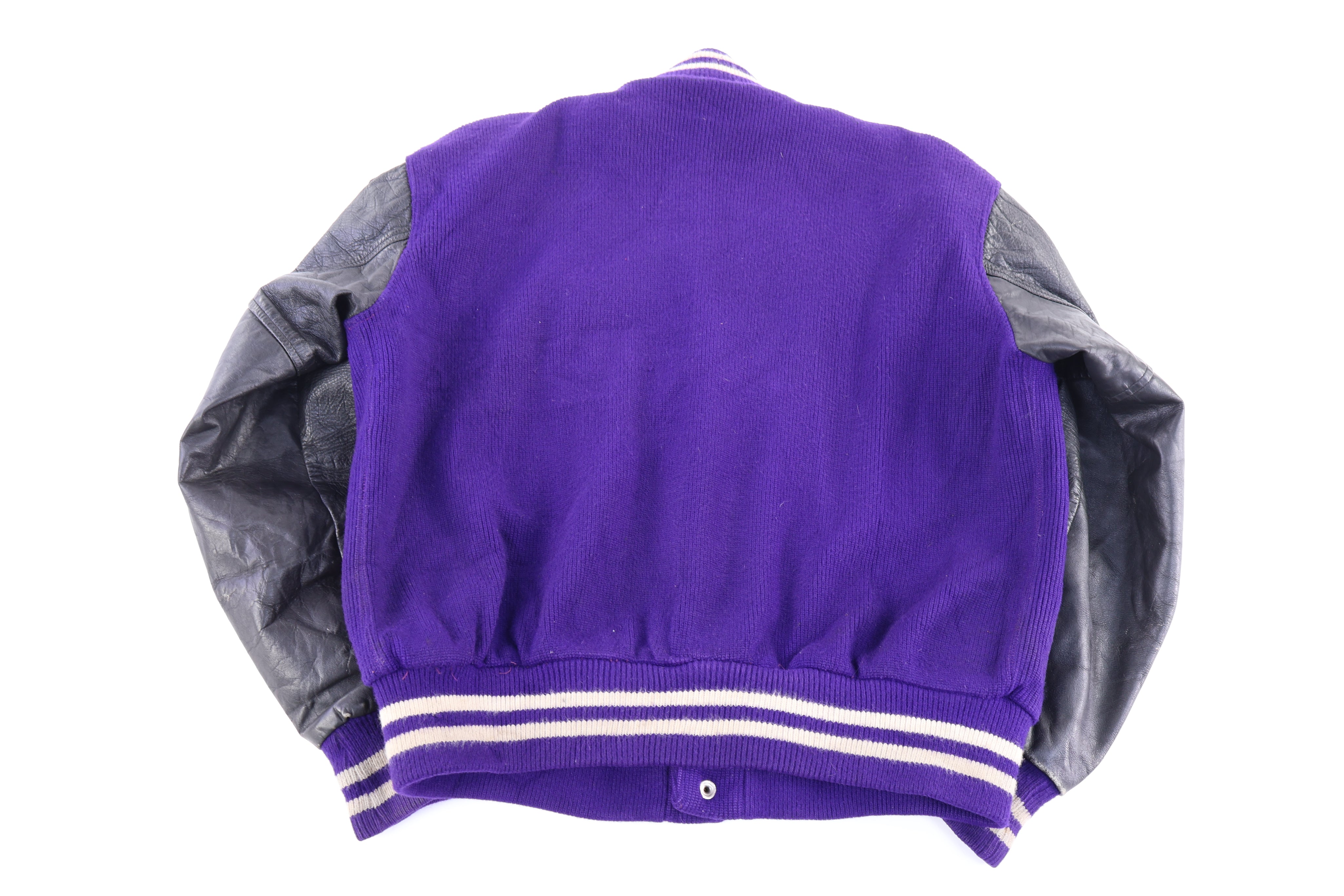 1966 Purple & Grey Varsity Bomber Jacket - Jacket - Thrifted Threads