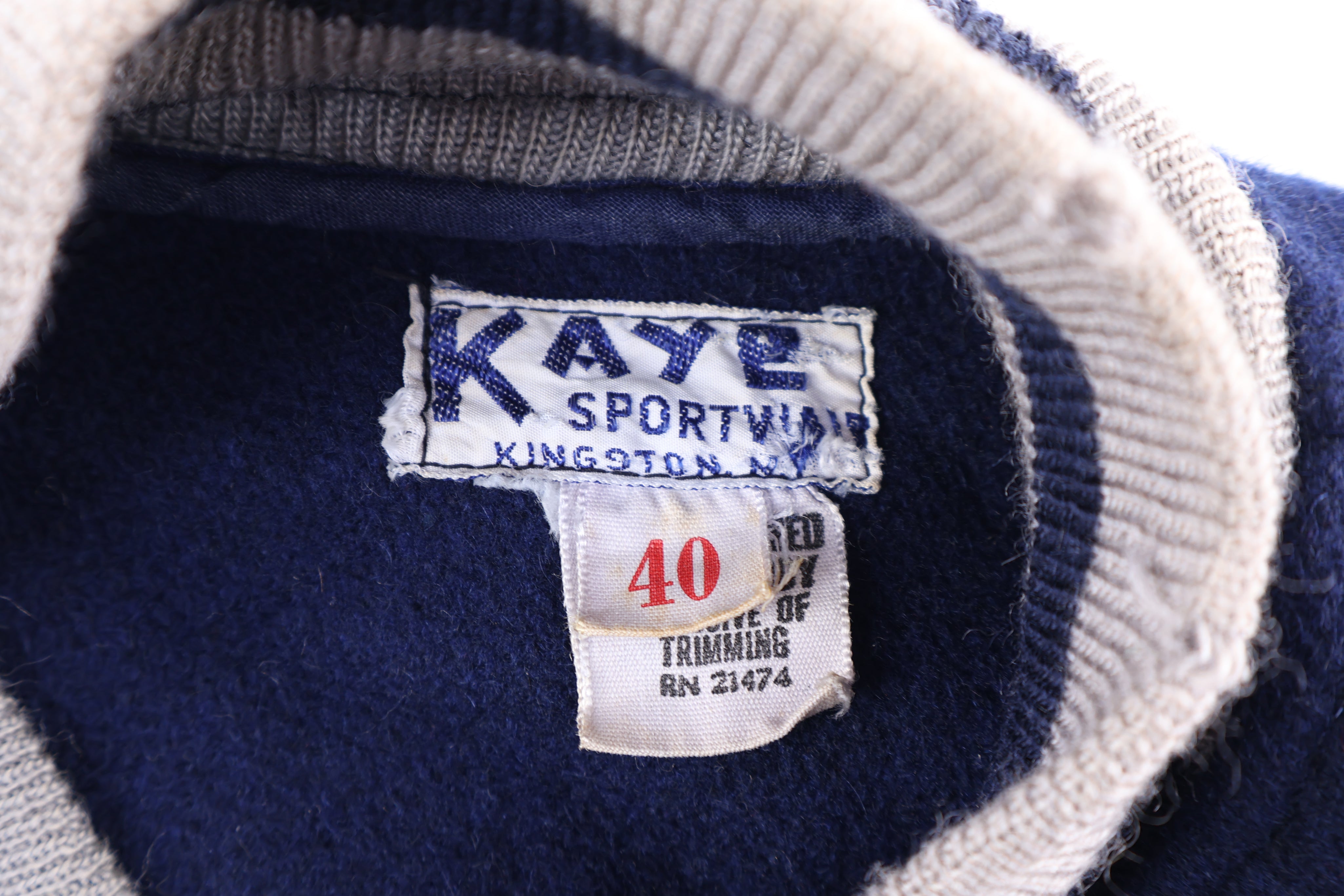 1968 Kent Blue & Grey Varsity Bomber Jacket - Jacket - Thrifted Threads