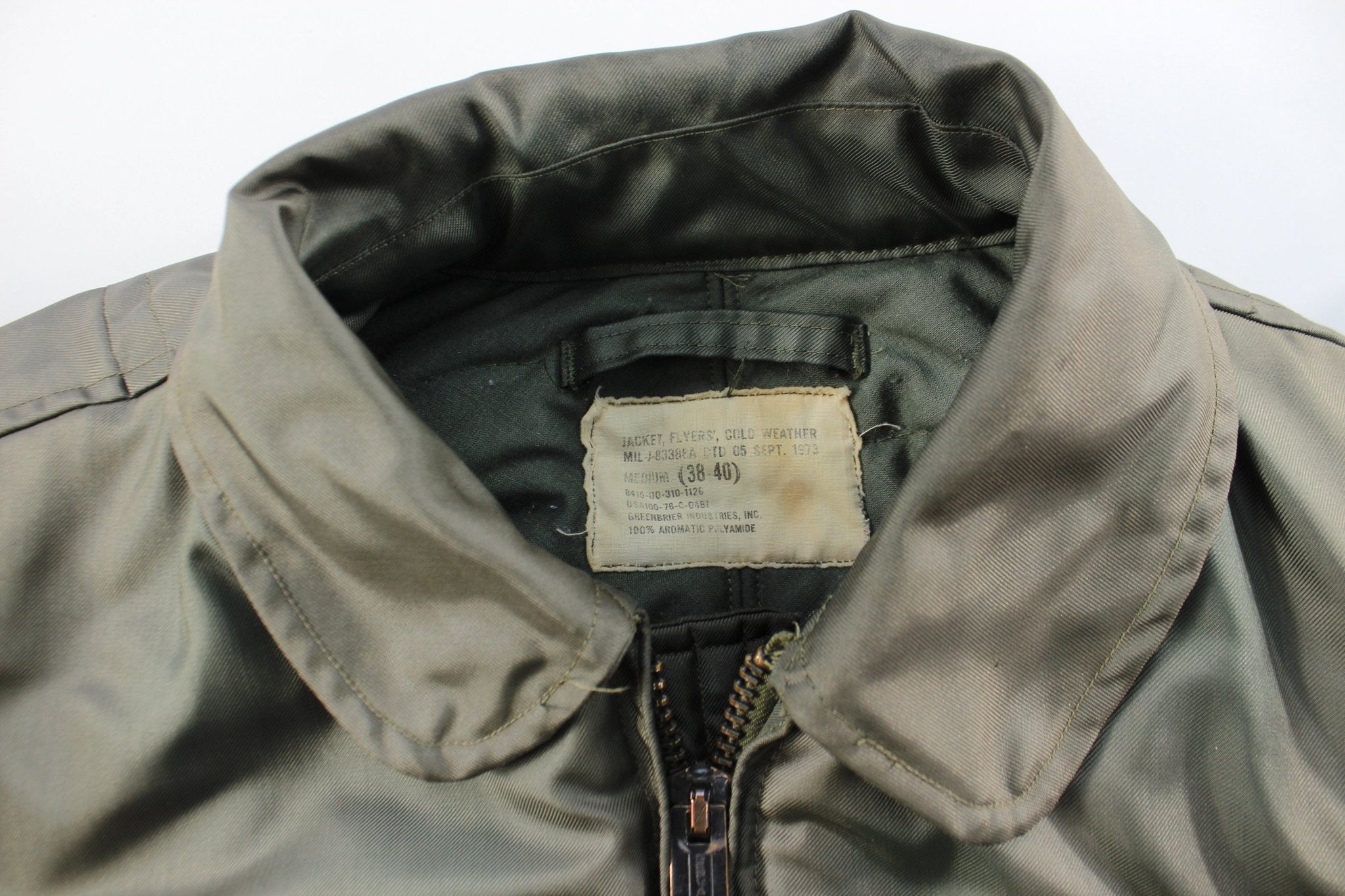 1973 Military Cold Weather Bomber Zip Up Jacket - ThriftedThreads.com