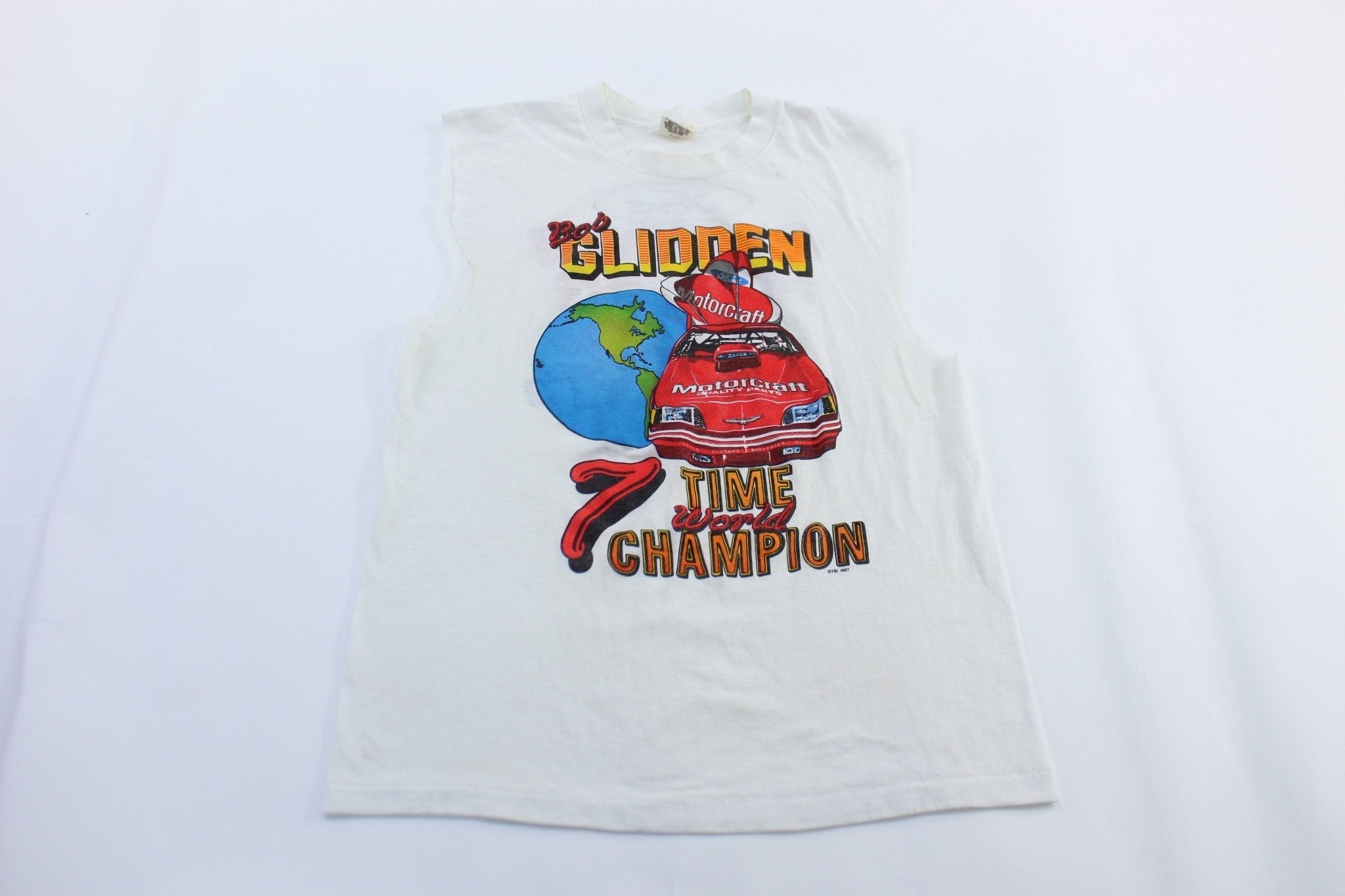 1987 Bob Glidden 7 Time World Champion Graphic Tank Top - Jerseys/Tanks - Thrifted Threads