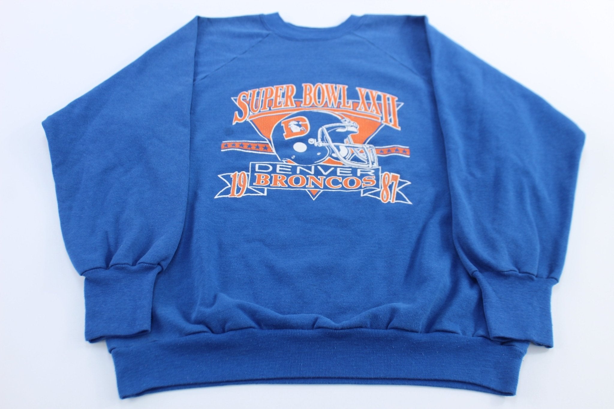 1987 Denver Broncos Football SuperBowl Graphic Sweatshirt - ThriftedThreads.com