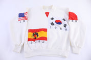 1988 Flags of The Nation Embroidered Sweatshirt - Sweatshirt - Thrifted Threads