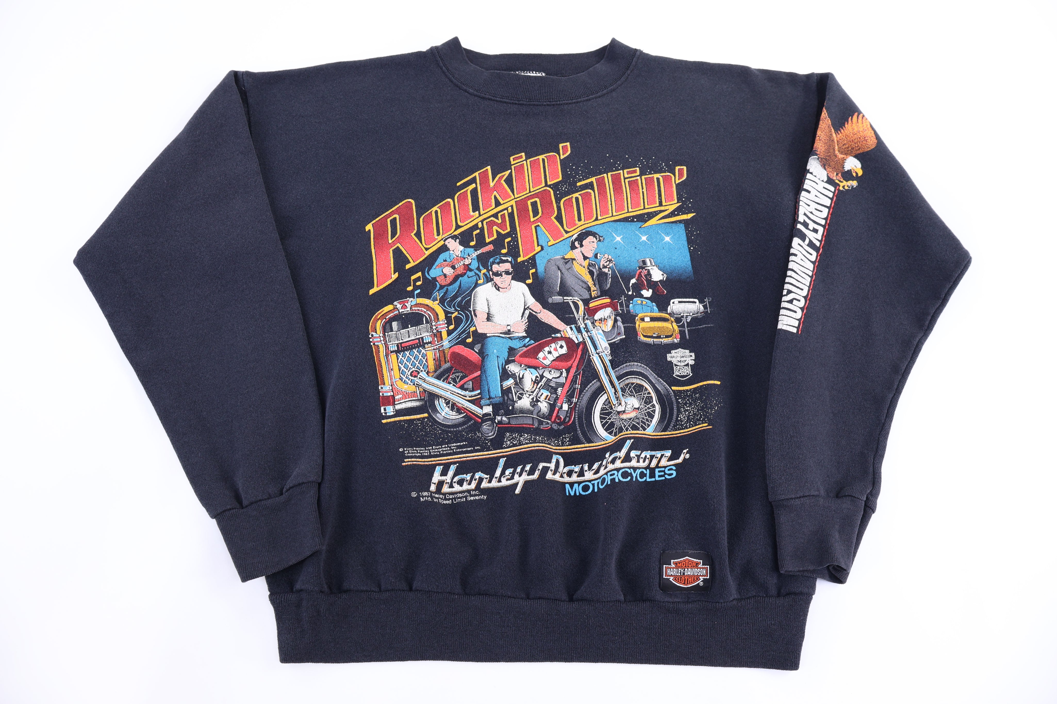 1988 Harley Davidson Motorcycles Rockin' N' Rollin" Sweatshirt - Sweatshirt - Thrifted Threads