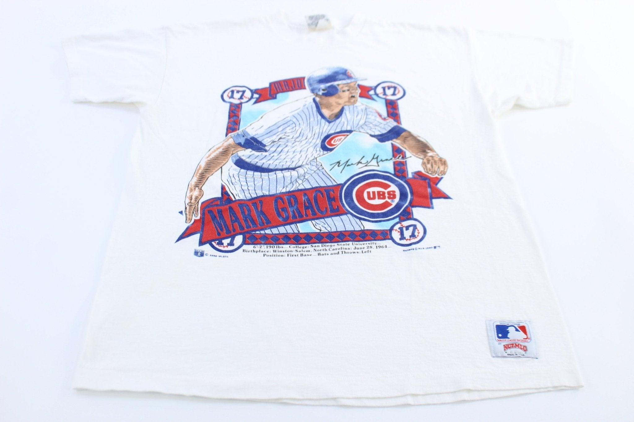 1990 Chicago Cubs Mark Grace Nutmeg Graphic T-Shirt - ThriftedThreads.com