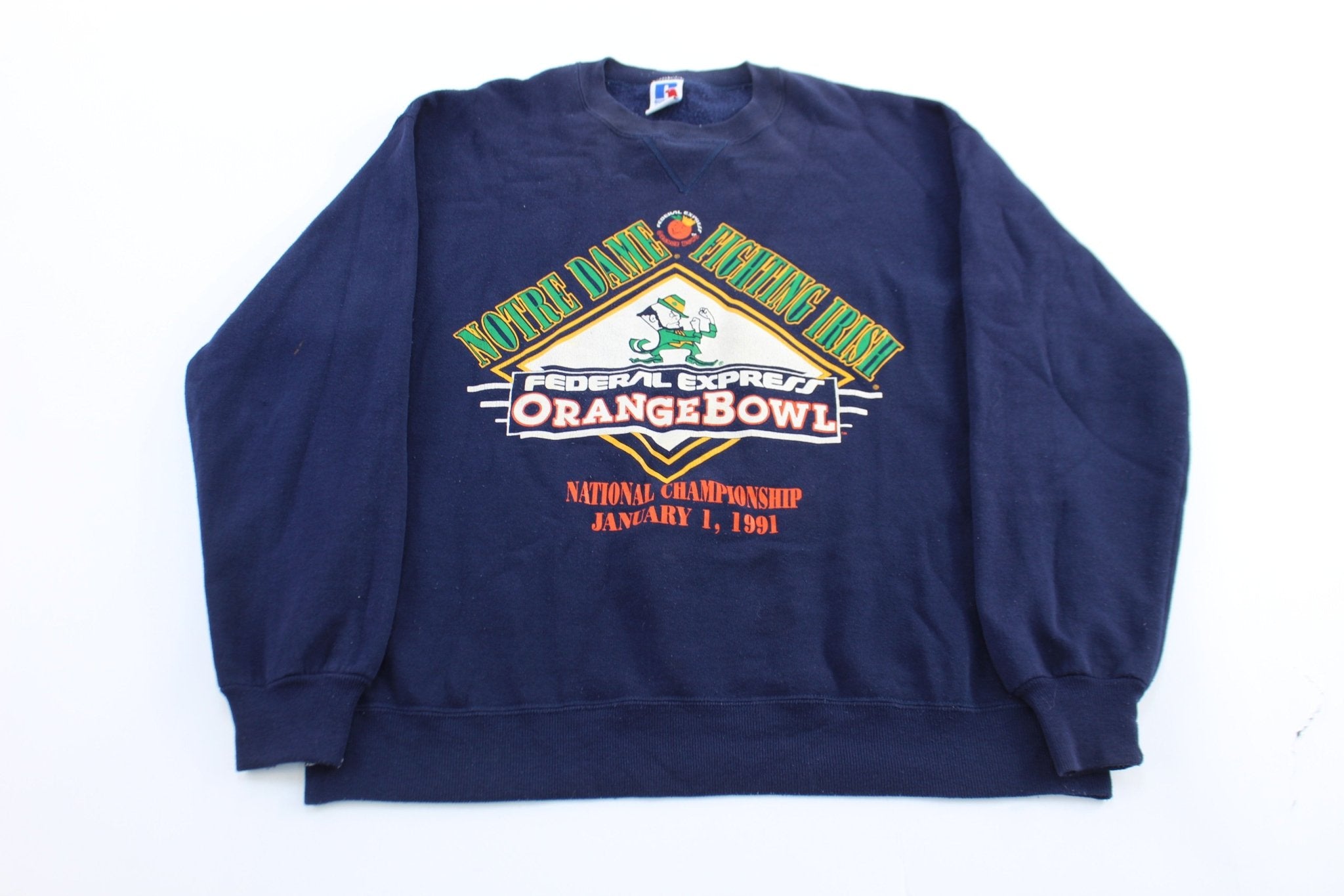 1991 University of Notre Dame Orange Bowl Championship Sweatshirt - ThriftedThreads.com