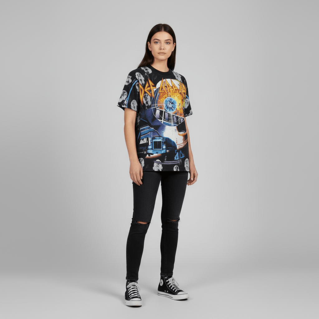 1992 Def Leppard All Over Graphic T-shirt - Shirts & Tops - Thrifted Threads