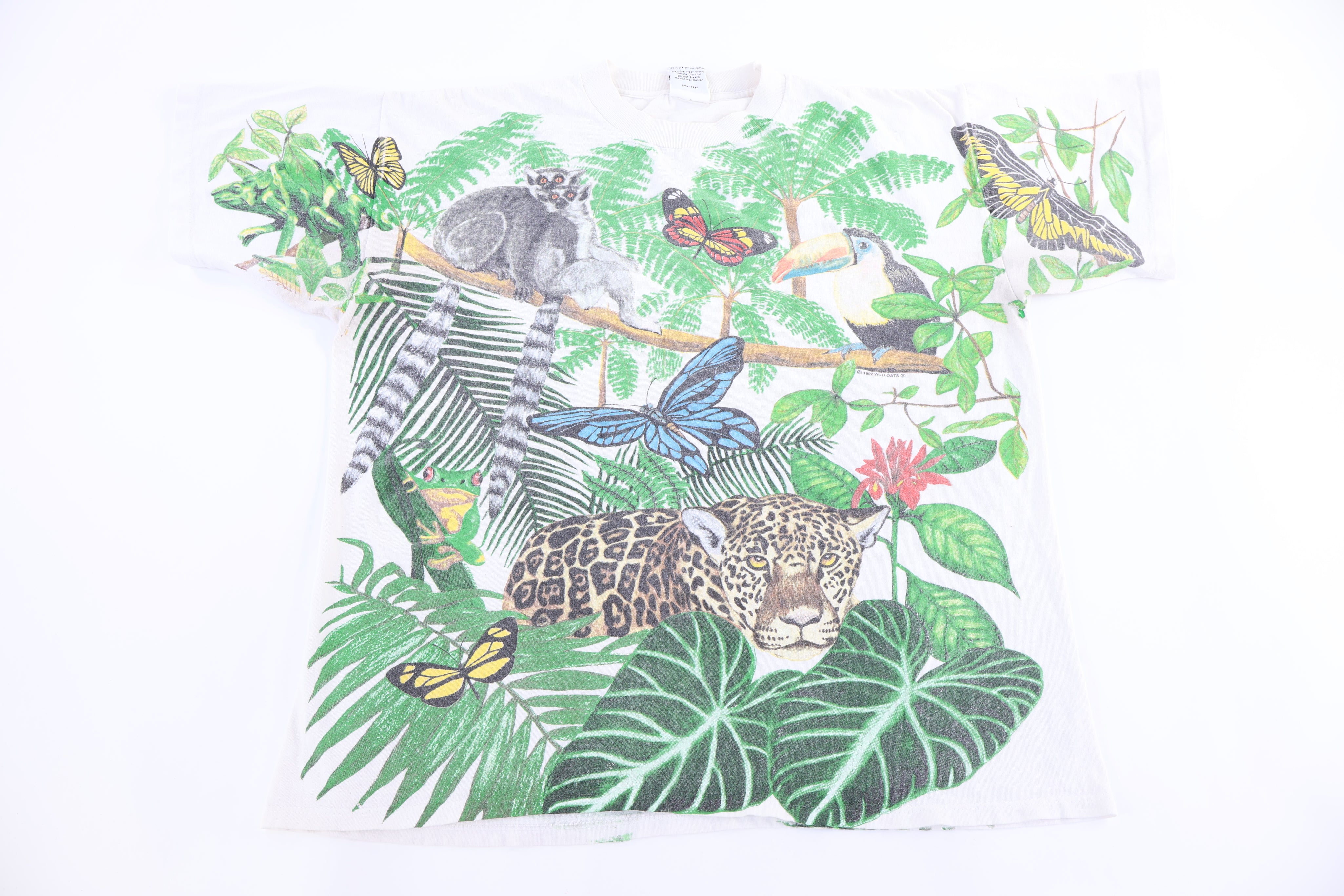 1992 Wild Oats Jungle Nature All Over Graphic T-shirt - Shirts & Tops - Thrifted Threads