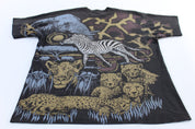1993 Africa Wildlife All Over Print Harlequin Art T-Shirt - ThriftedThreads.com