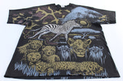 1993 Africa Wildlife All Over Print Harlequin Art T-Shirt - ThriftedThreads.com
