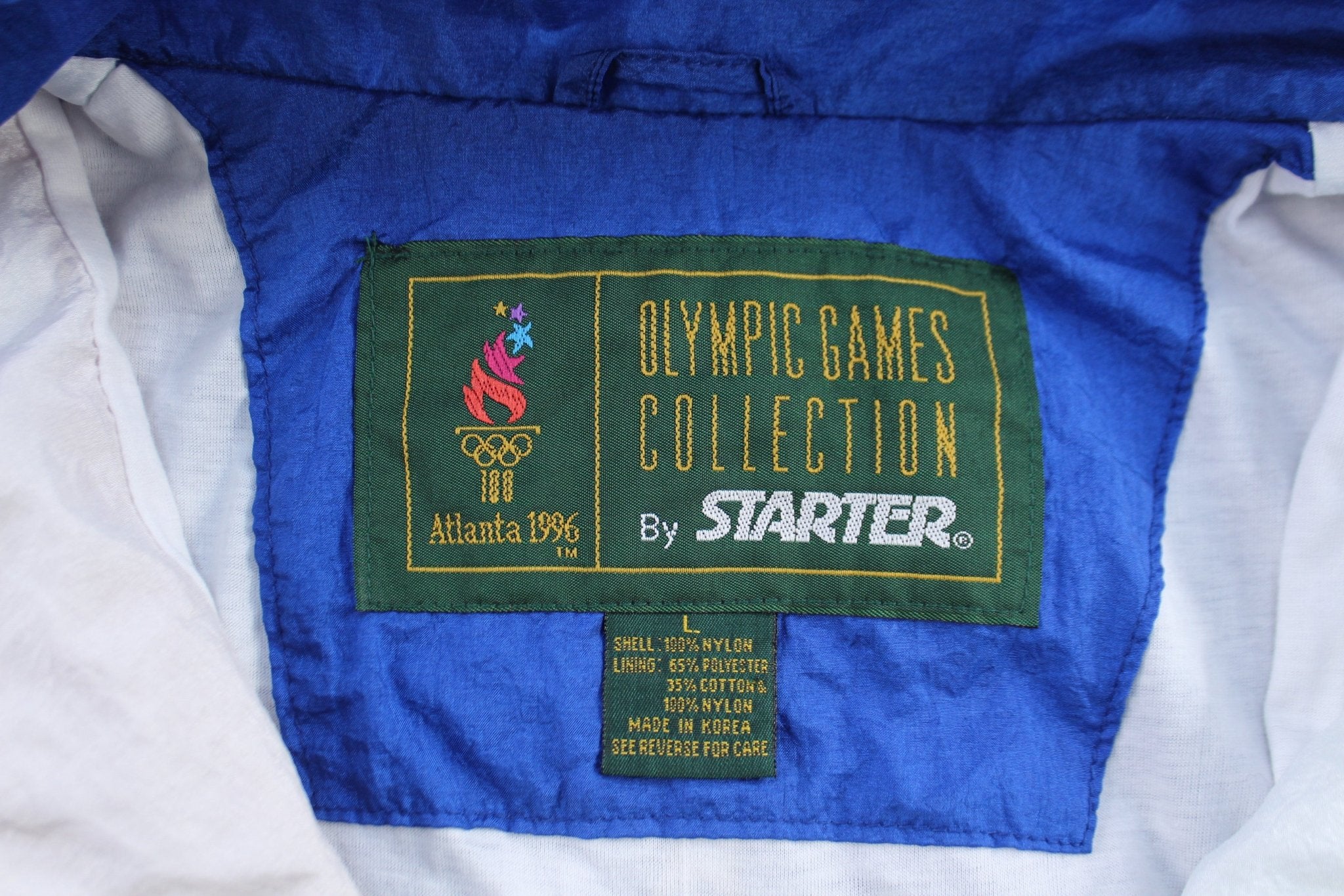 1993 Atlanta Olympics USA Embroidered Starter Zip Up Jacket - ThriftedThreads.com