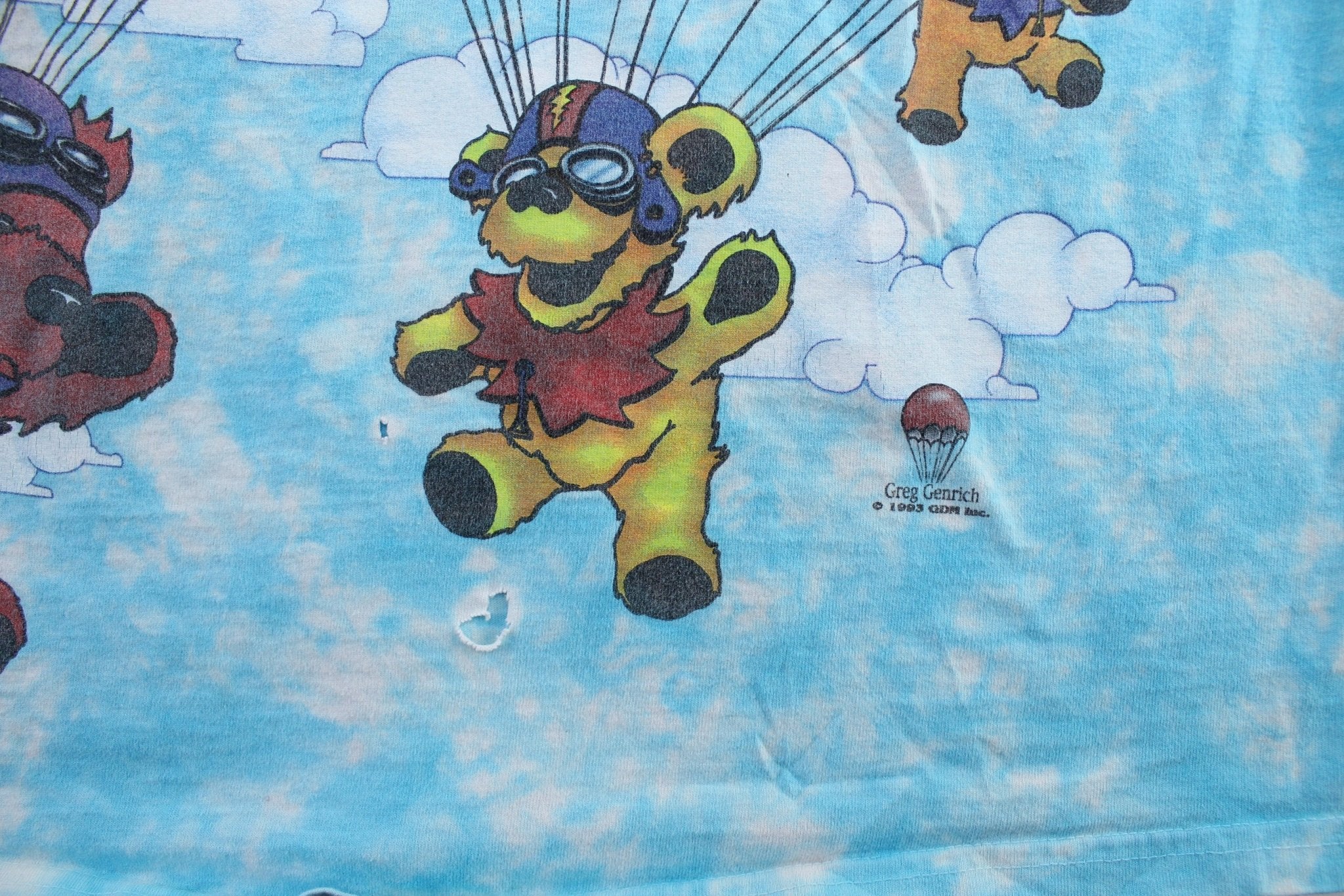 1993 Grateful Dead Liquid Blue Parachuting Tie - Dye T-Shirt - ThriftedThreads.com