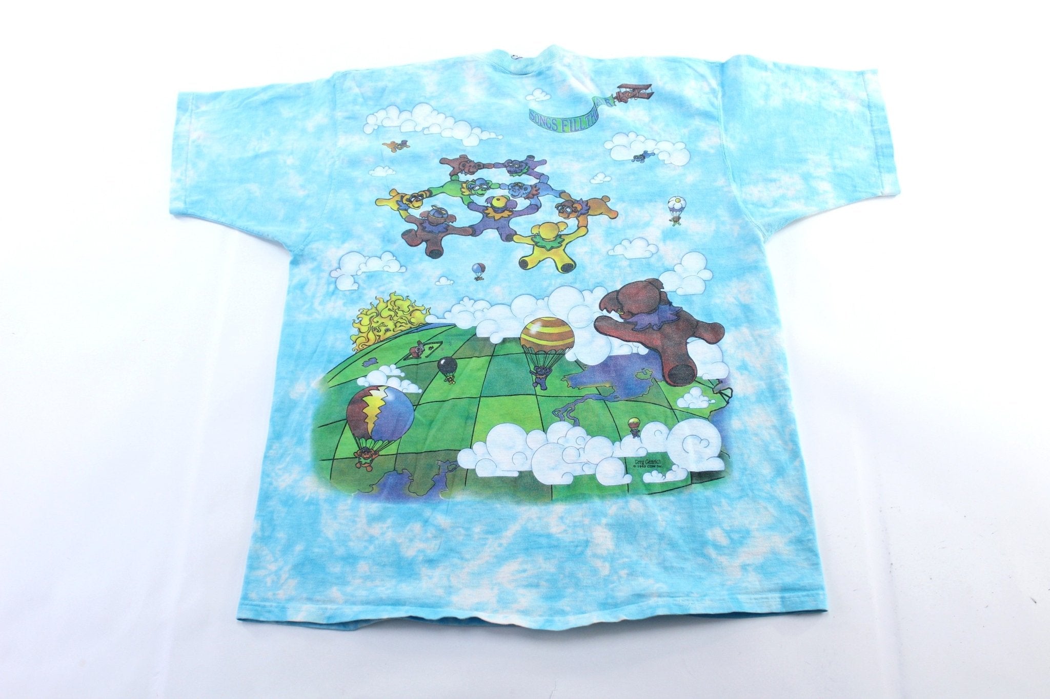 1993 Grateful Dead Liquid Blue Parachuting Tie - Dye T-Shirt - ThriftedThreads.com