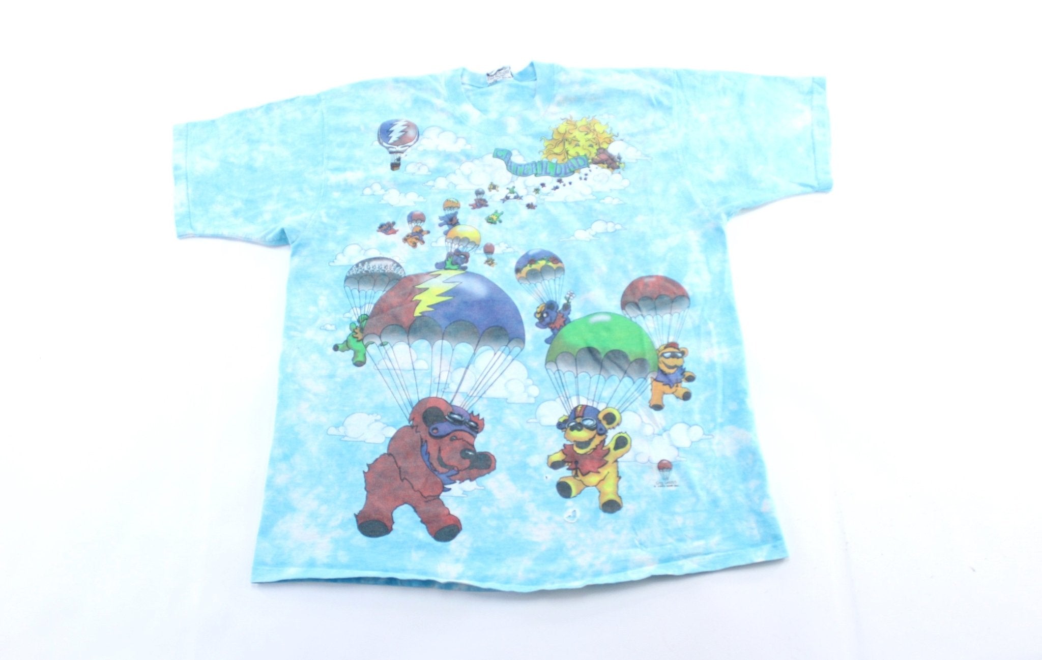 1993 Grateful Dead Liquid Blue Parachuting Tie - Dye T-Shirt - ThriftedThreads.com
