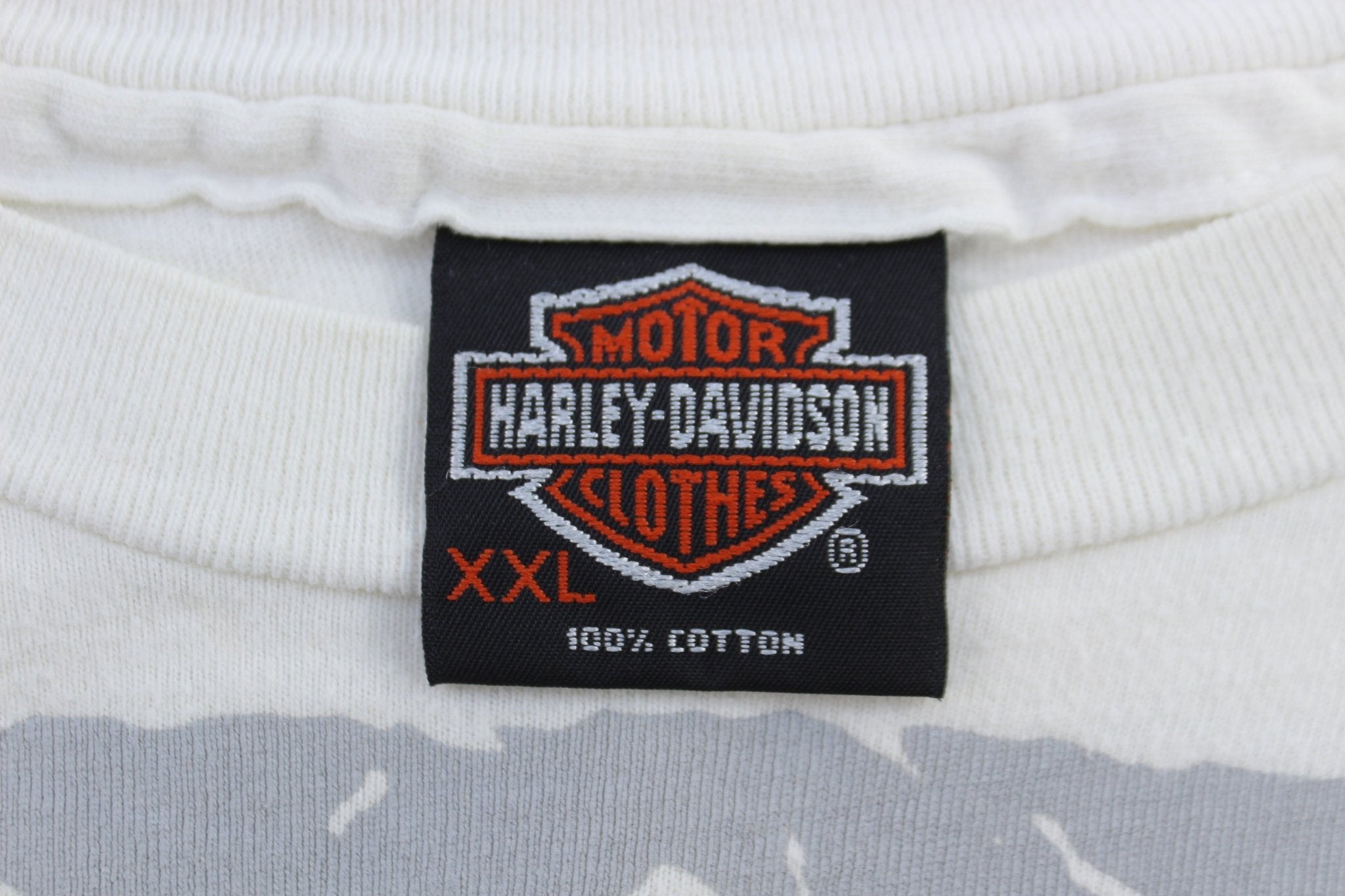 1993 Harley Davidson Motorcycles All Over Graphic T-shirt - ThriftedThreads.com