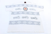 1993 Harley Davidson Motorcycles All Over Graphic T-shirt - ThriftedThreads.com