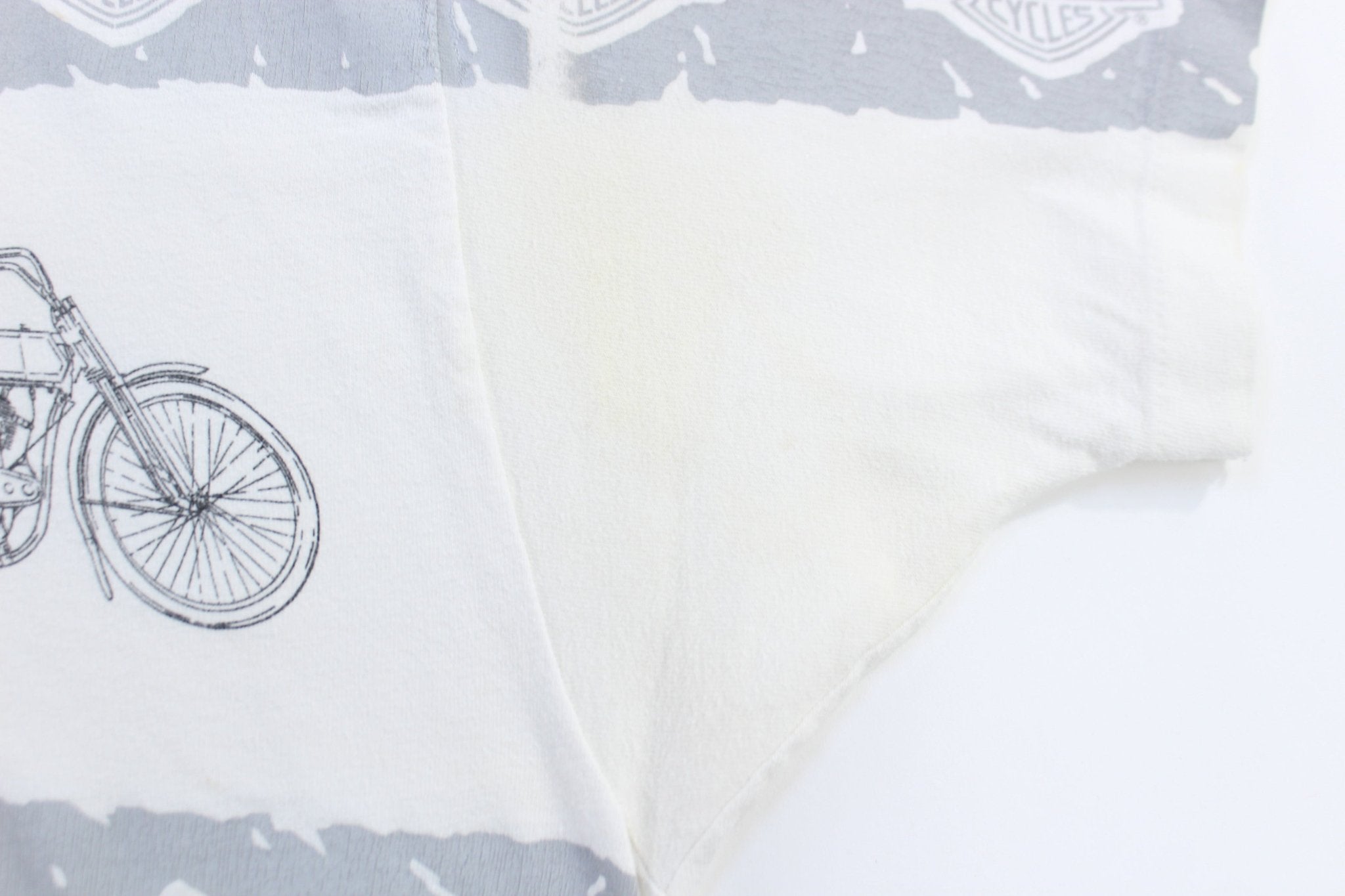 1993 Harley Davidson Motorcycles All Over Graphic T-shirt - ThriftedThreads.com