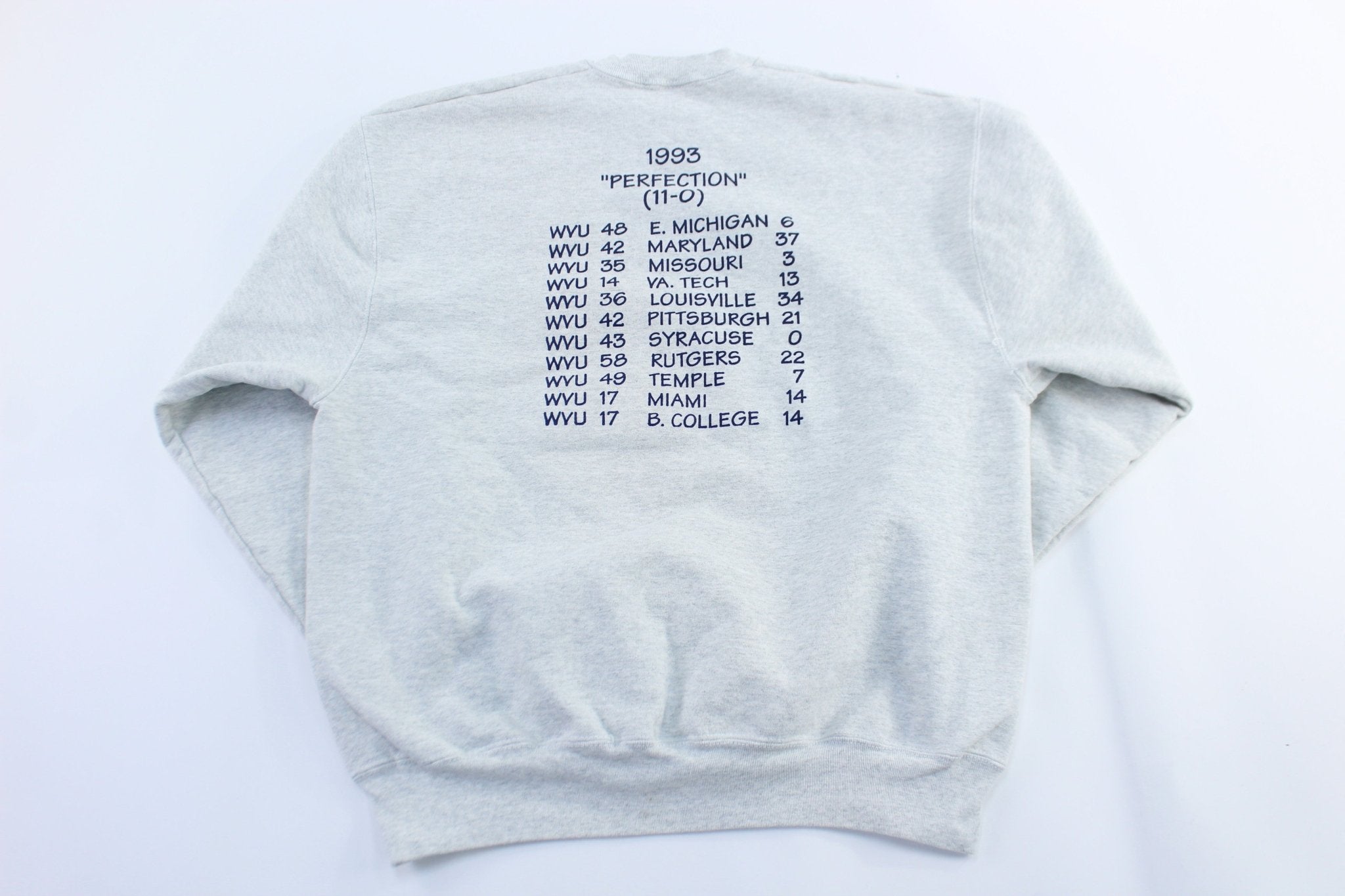 1993 West Virginia University Perfect Season Football Sweatshirt - ThriftedThreads.com