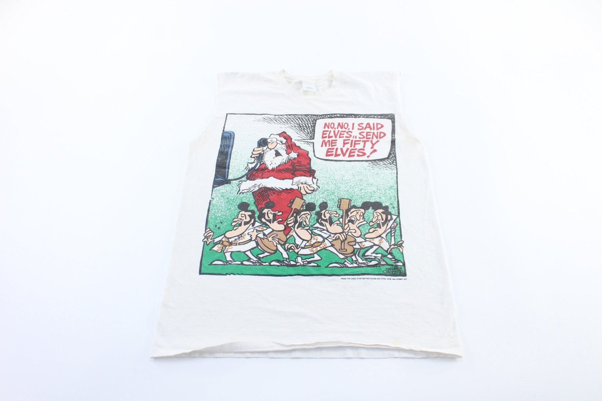 1994 Santa Claus x Elvis Presley Comic Graphic Tank Top - ThriftedThreads.com
