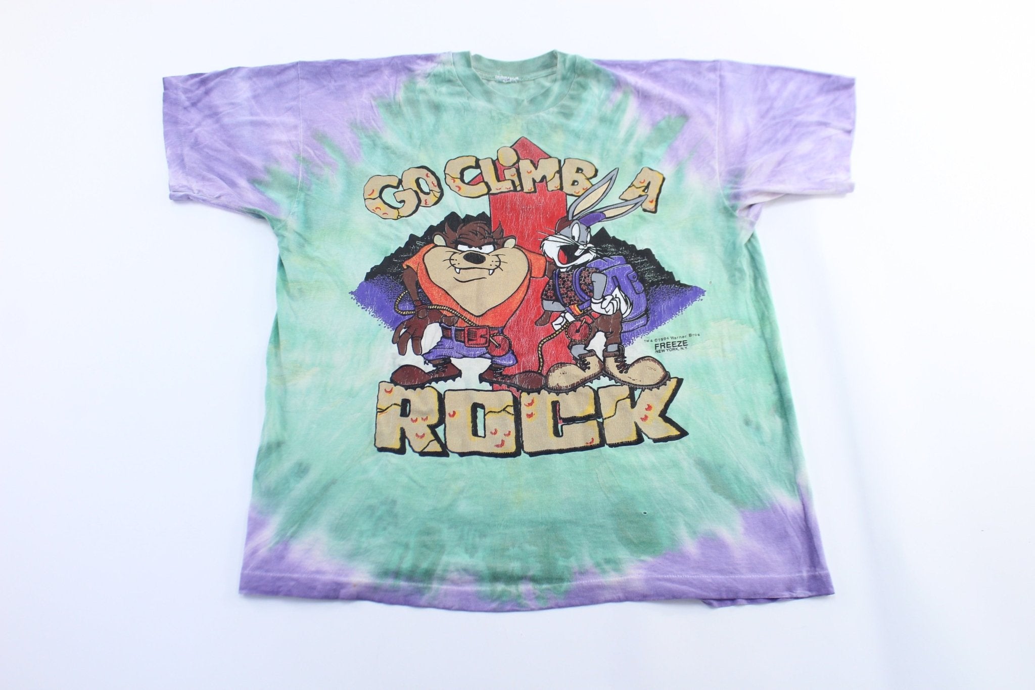 1994 Warner Bros Go Climb A Rock Tie - Dye T-Shirt - ThriftedThreads.com