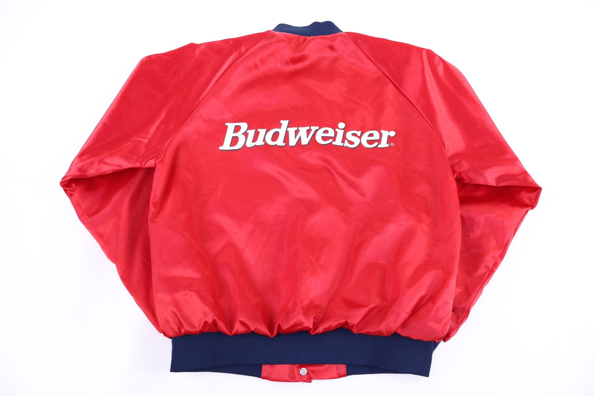 1995 Bud King of Beers Satin Bomber Jacket - Jacket - Thrifted Threads