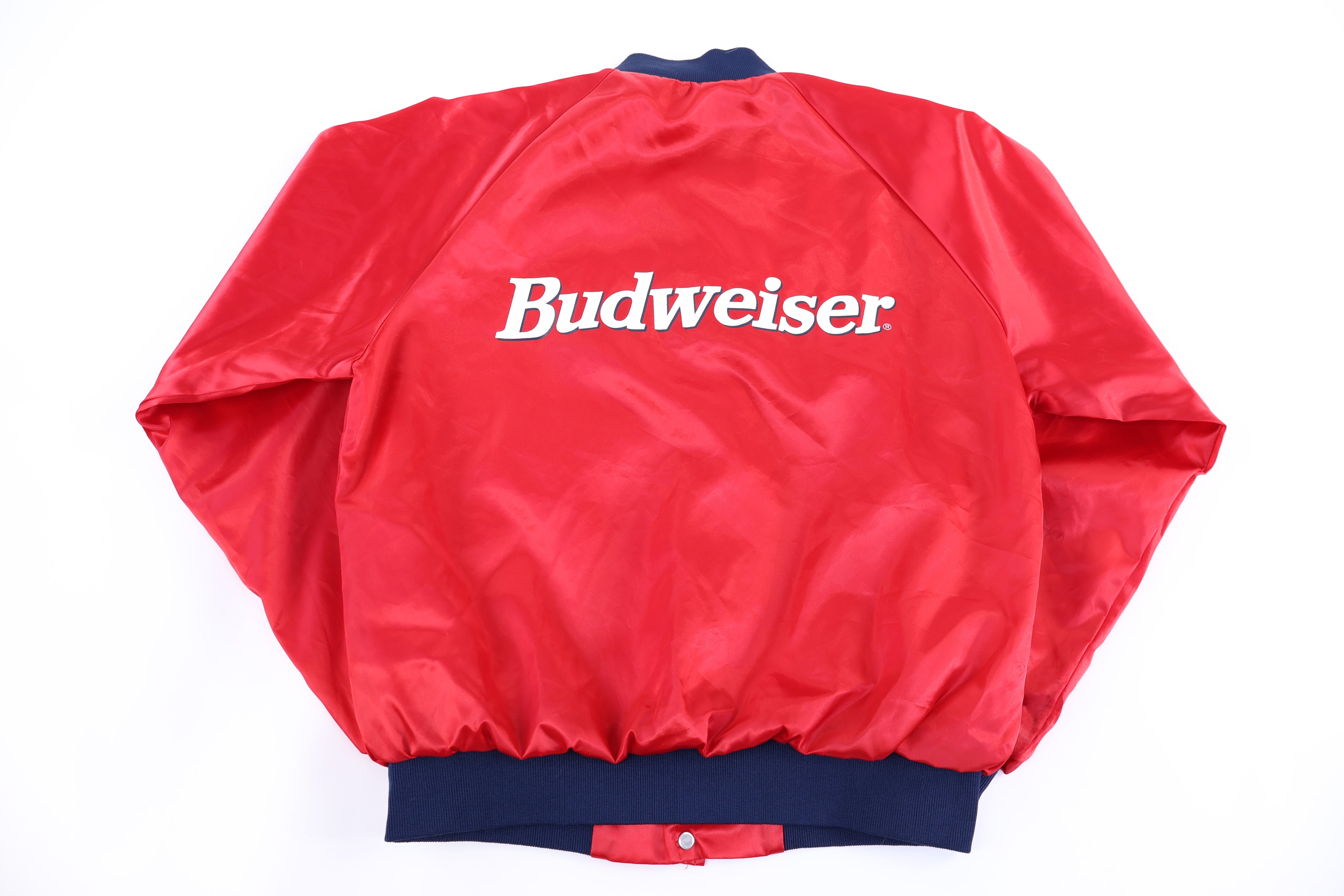 1995 Bud King of Beers Satin Bomber Jacket - Jacket - Thrifted Threads