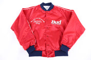 1995 Bud King of Beers Satin Bomber Jacket - Jacket - Thrifted Threads