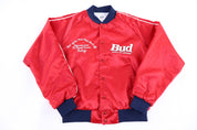 1995 Bud King of Beers Satin Bomber Jacket - Jacket - Thrifted Threads