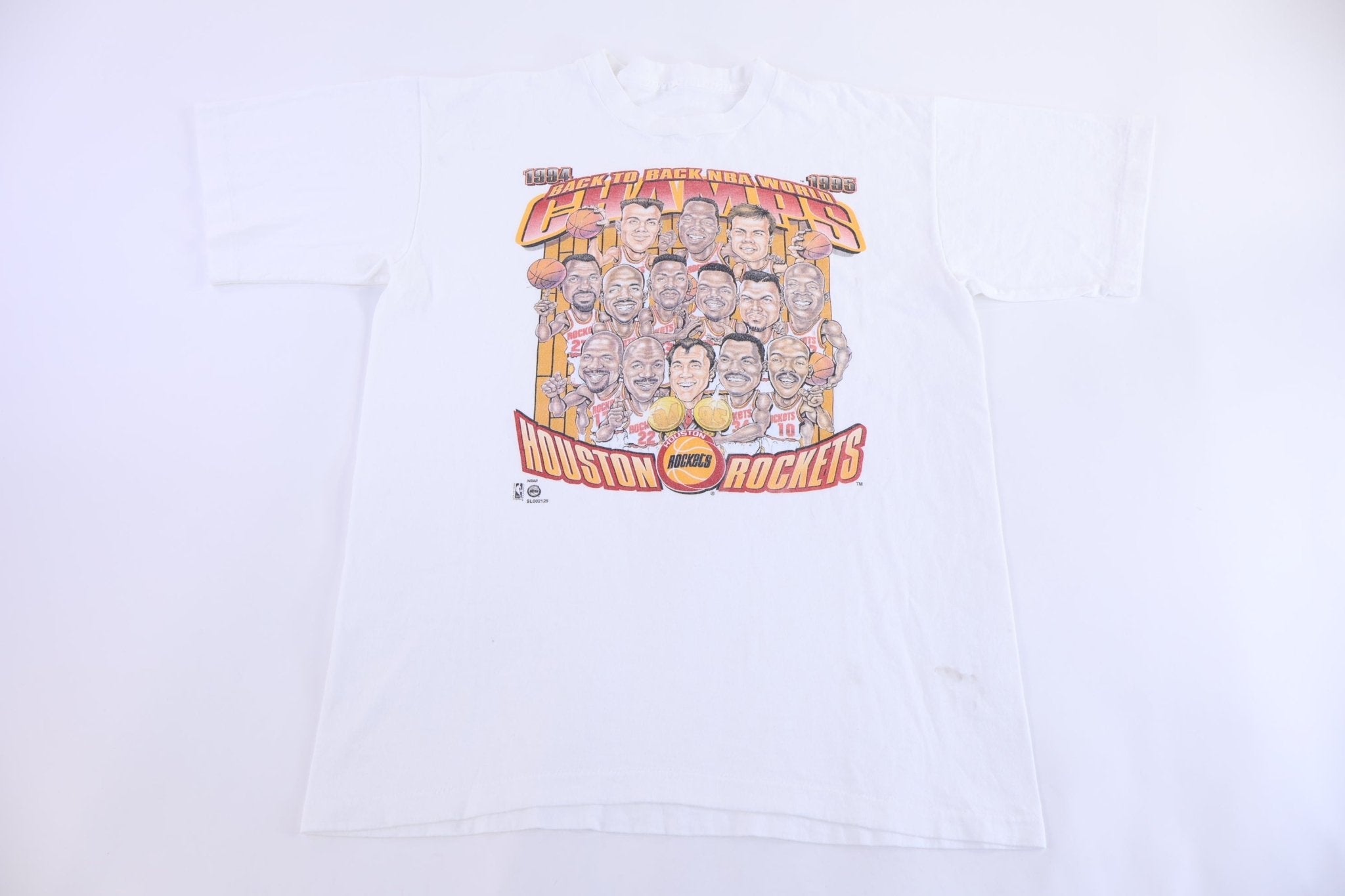 1995 Houston Rockets Basketball Back To Back Champions T-shirt - Shirts & Tops - Thrifted Threads
