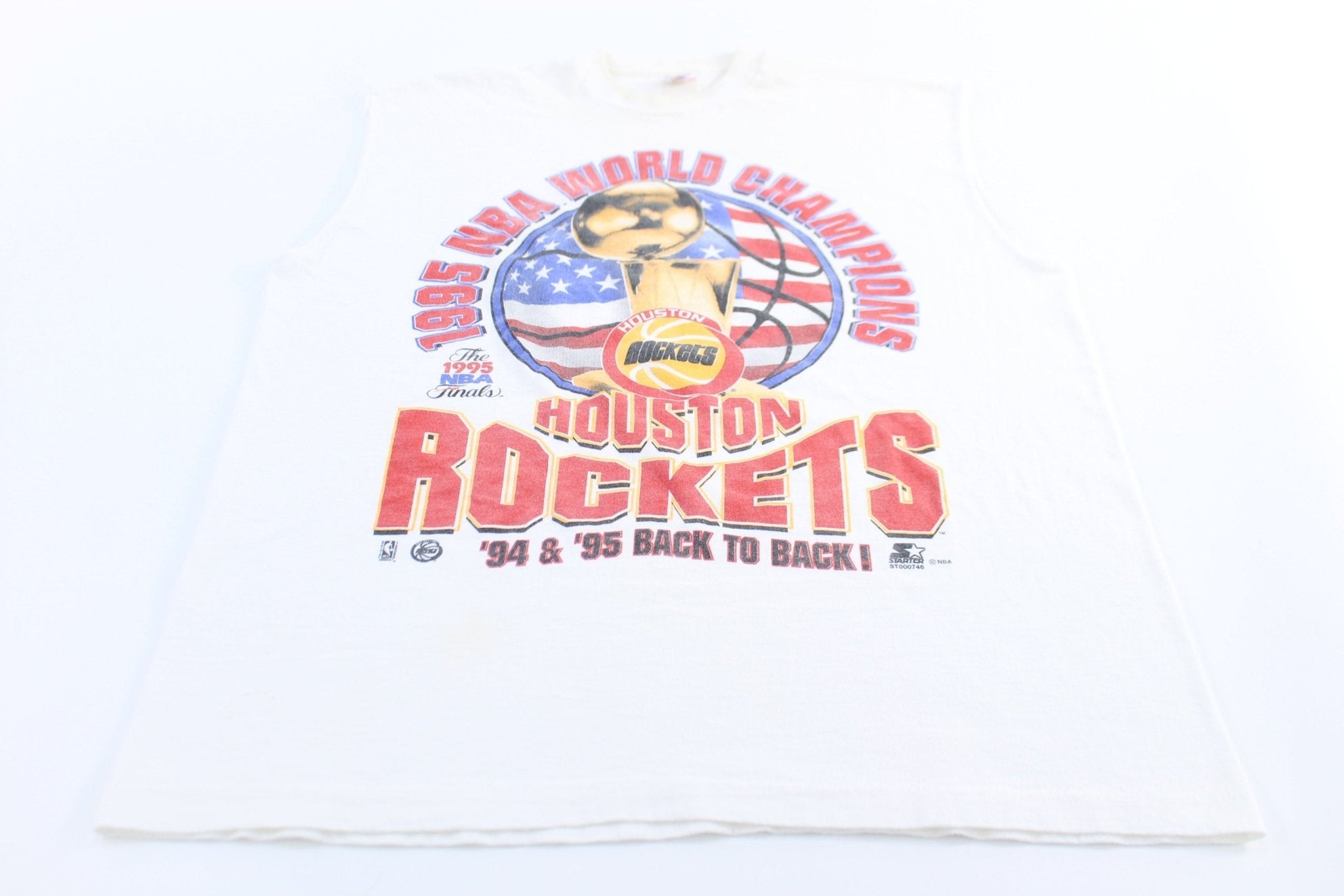 1995 Houston Rockets Basketball Back to Back Champions Tank Top - Jerseys/Tanks - Thrifted Threads