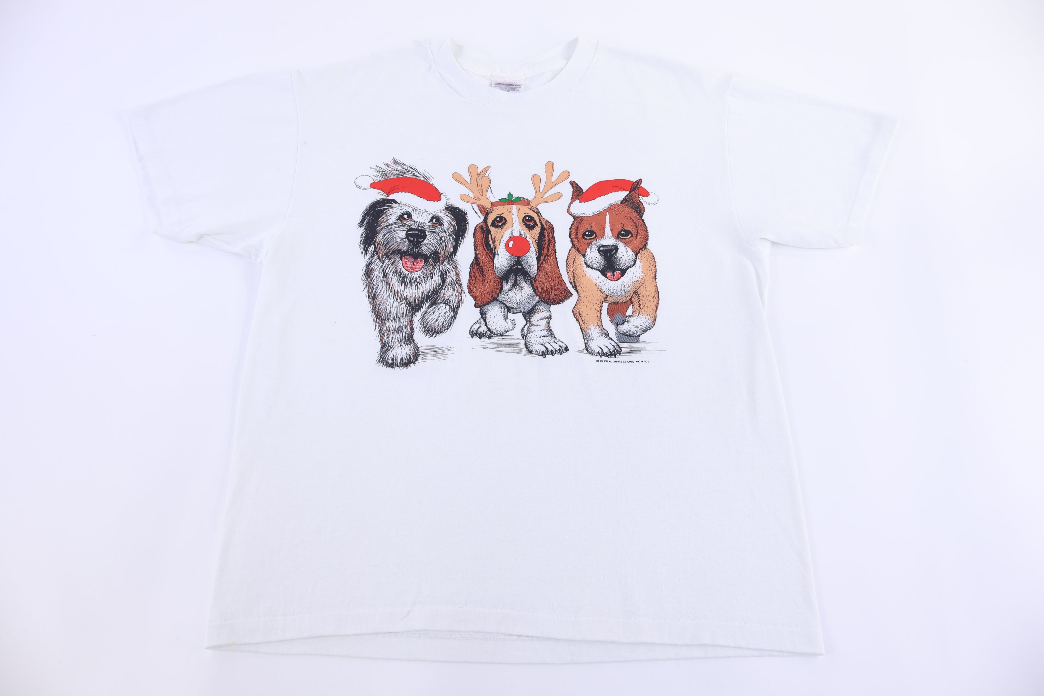 1996 Dogs Humor Christmas Theme T-shirt - Shirts & Tops - Thrifted Threads