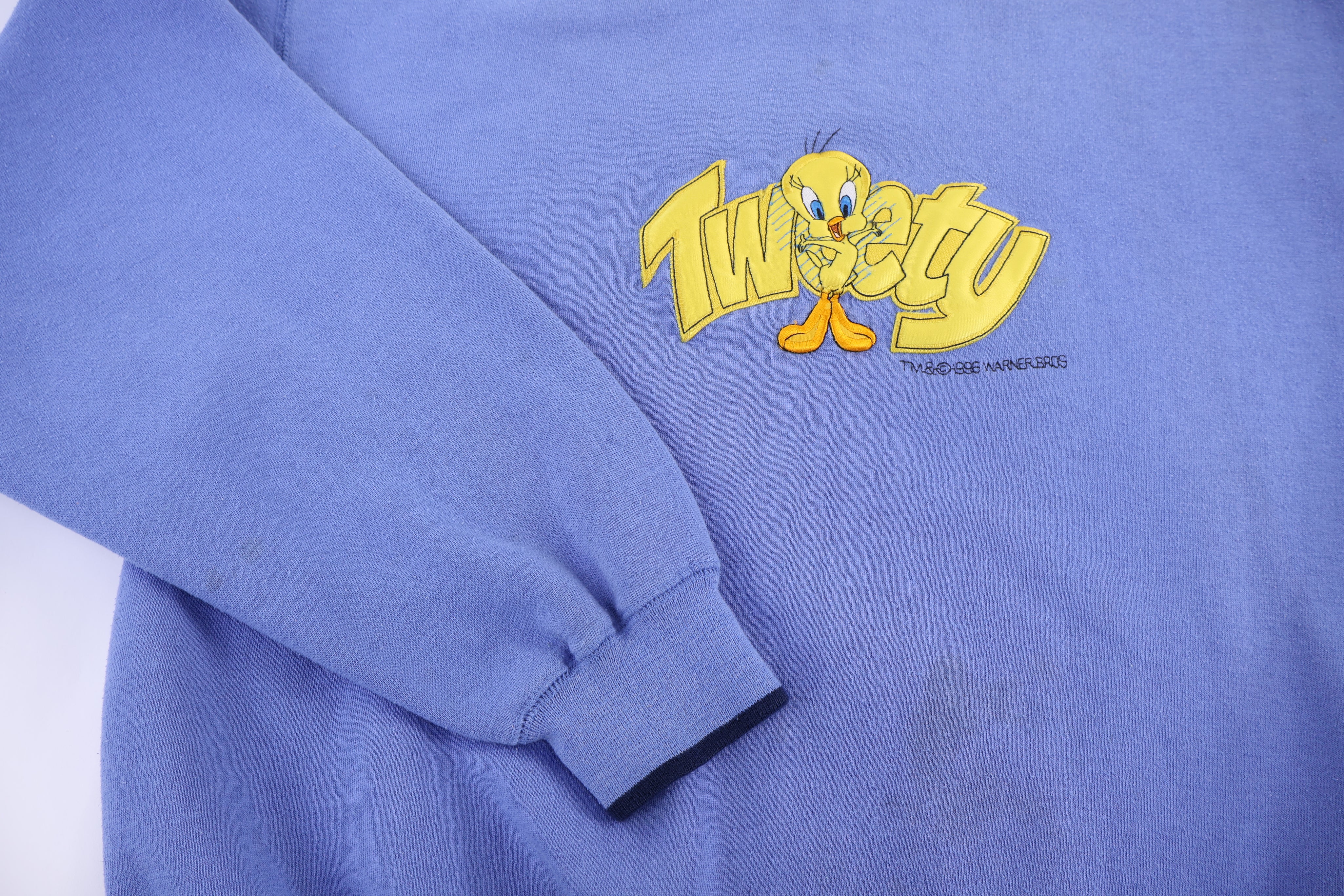 1996 Tweety Bird Embroidered Graphic Sweatshirt - Sweatshirt - Thrifted Threads