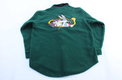 1996 Warner Bros Embroidered Green Sherpa LS Button Down Shirt - ThriftedThreads.com