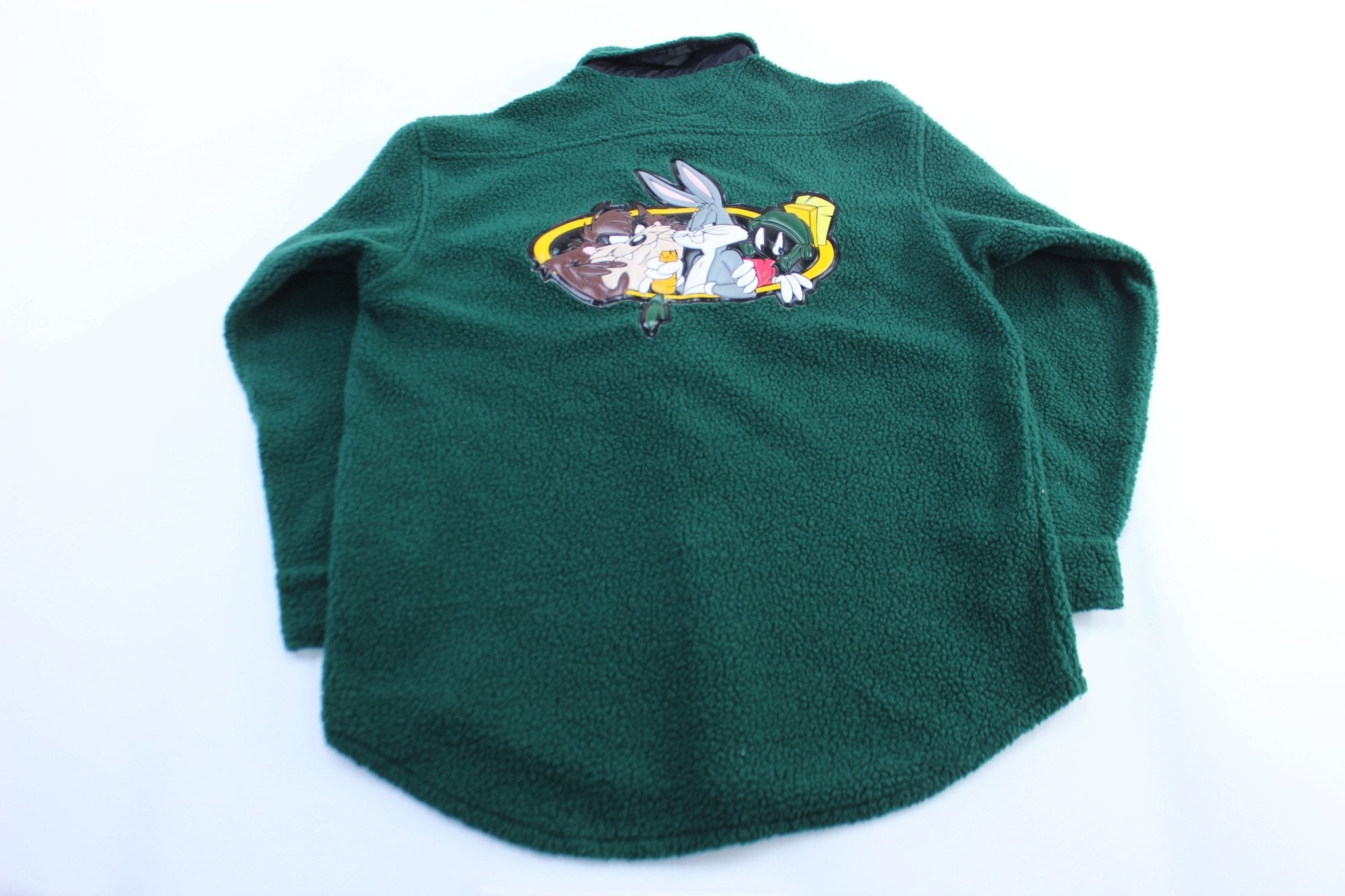1996 Warner Bros Embroidered Green Sherpa LS Button Down Shirt - ThriftedThreads.com