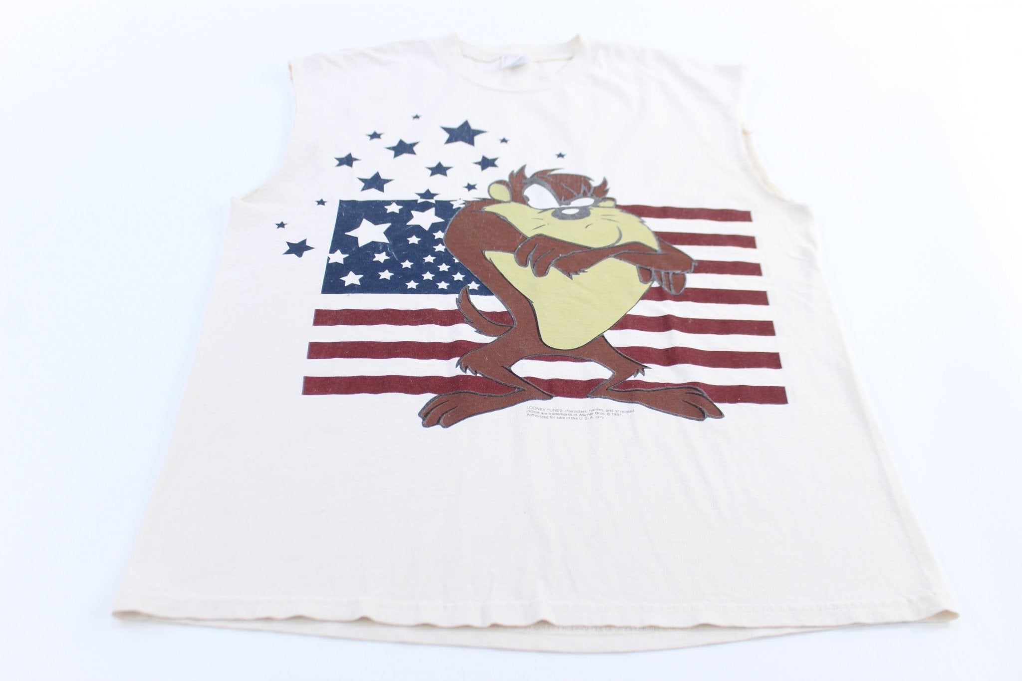 1997 Looney Tunes Tasmanian Devil USA Flag Tank Top - ThriftedThreads.com
